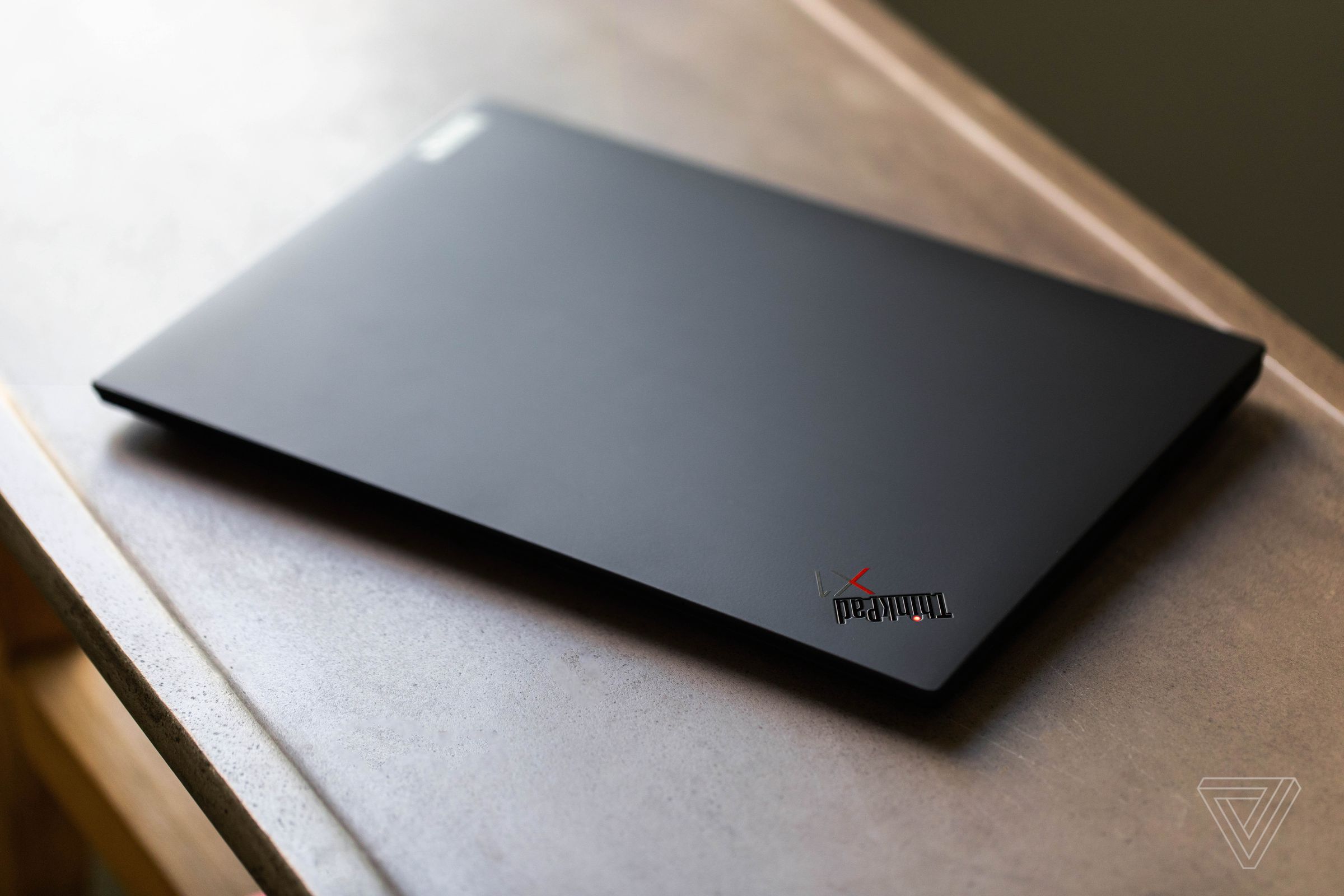 The ThinkPad X1 Carbon Gen 9 closed, seen from above.