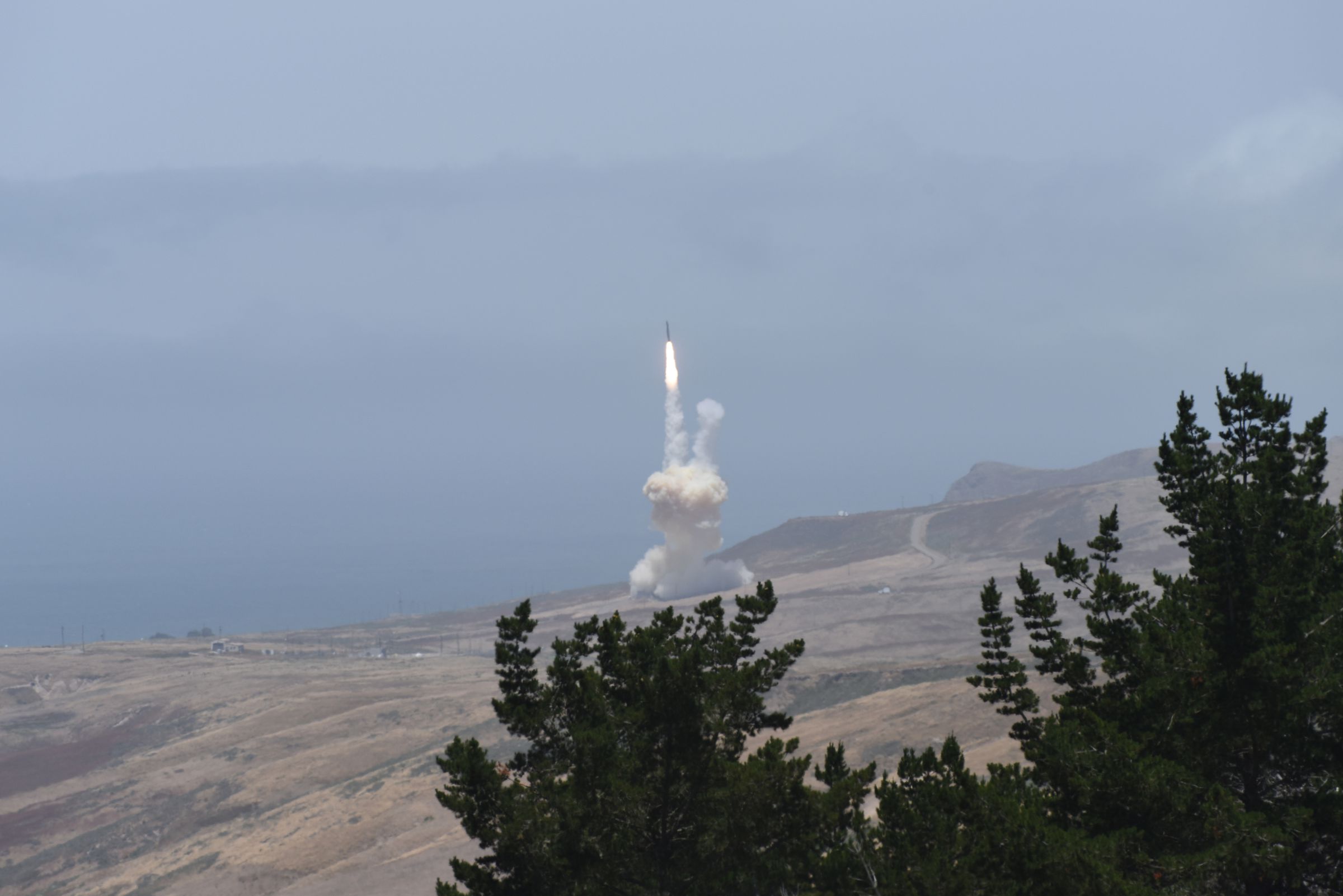 An interceptor launched from Vandenberg Air Force Base in California in 2017, which successfully collided with a launched target