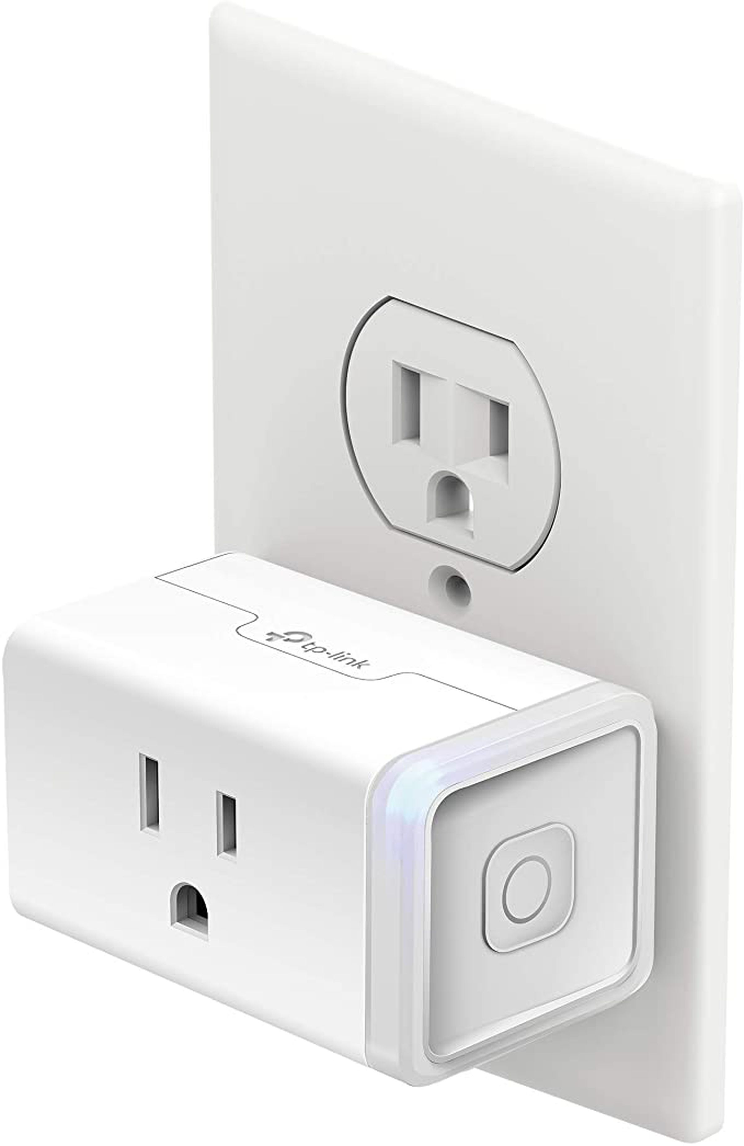 The Kasa Mini smart plug only covers one outlet, unlike some smart plugs.