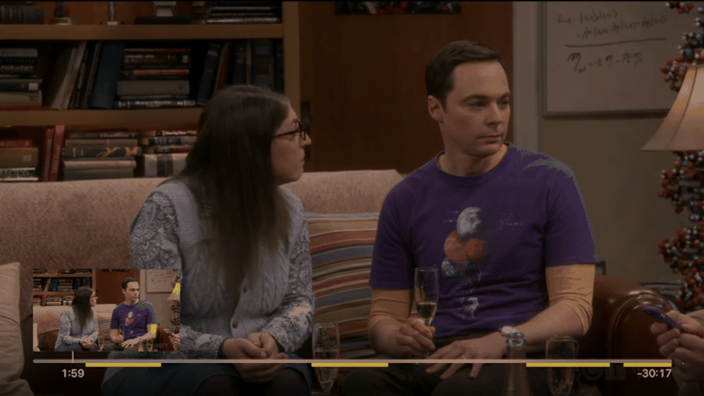 Here, Tablo has identified the ad breaks within an episode of The Big Bang Theory. 