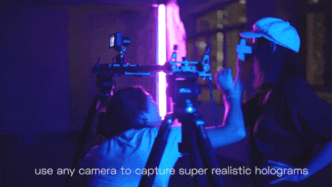 An example of a camera rail enabling holographic capture with a normal camera.