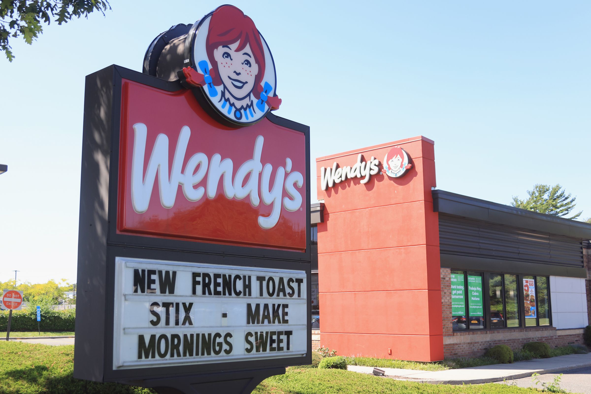 A photo of a Wendy’s sign in New York