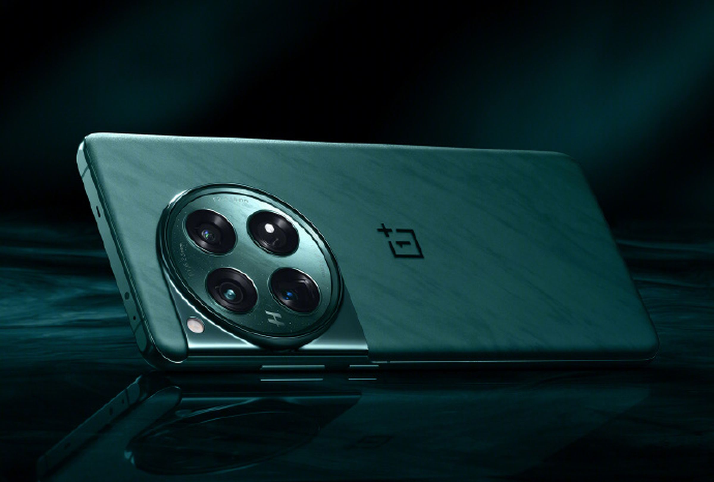 The OnePlus 12 mobile phone in green.