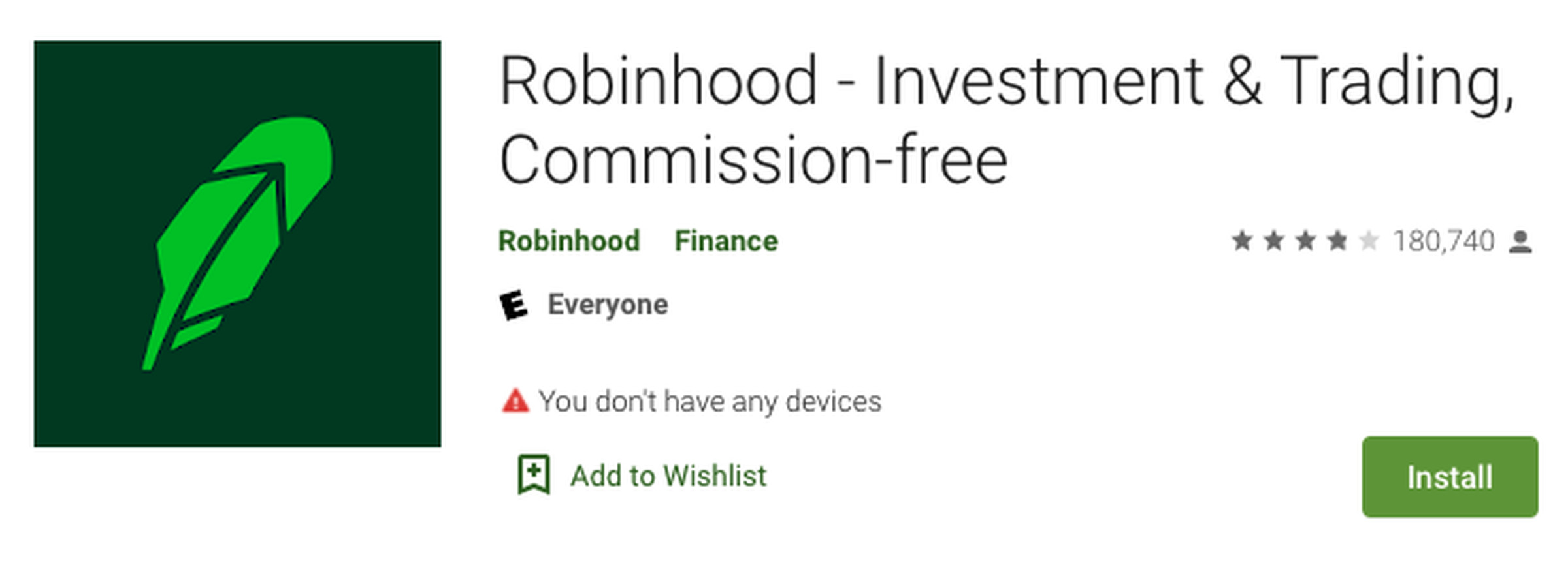 Robinhood’s Play Store rating later on Thursday.