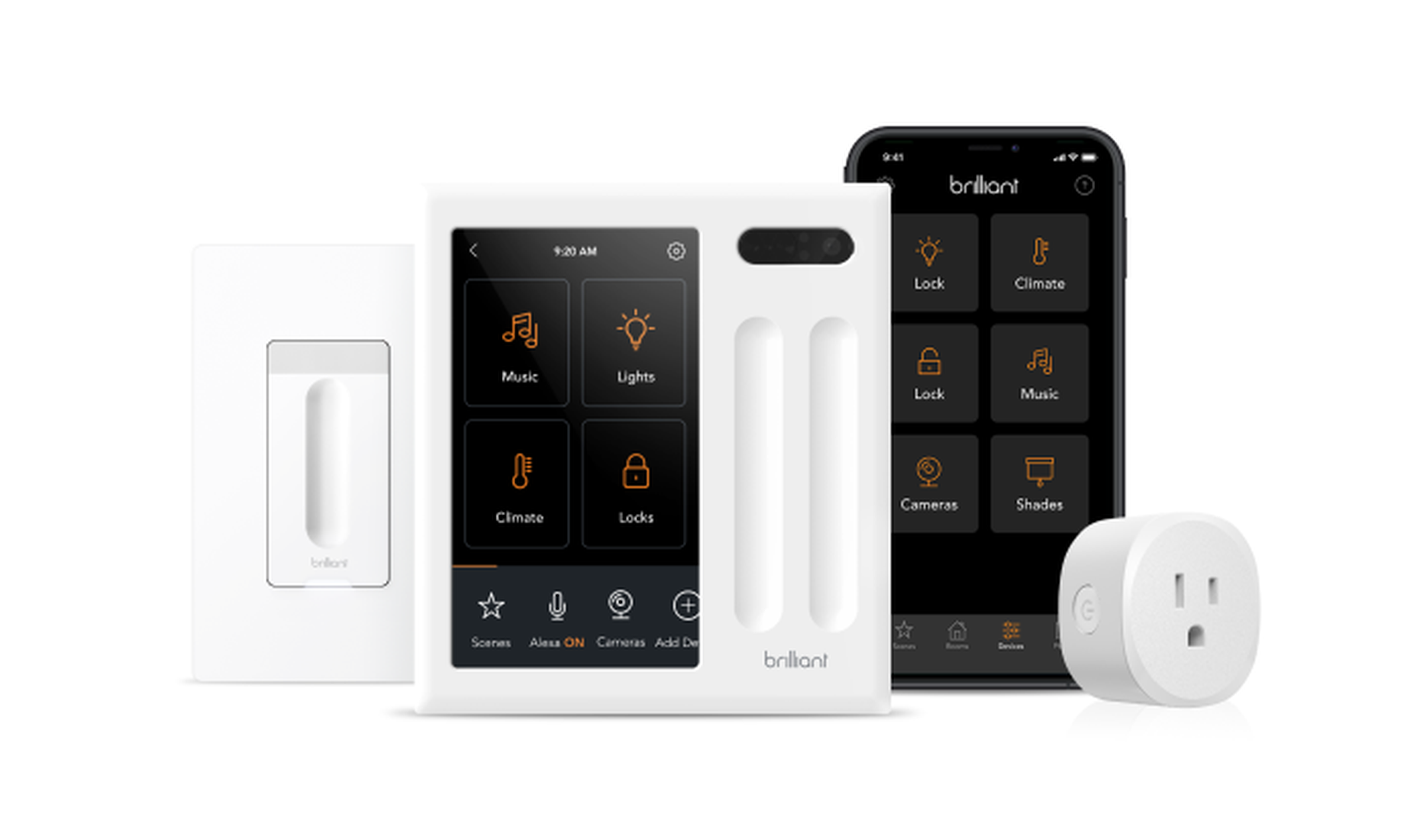 Brilliant manufactured smart home control panels, smart dimmer switches, and smart plugs that work locally over Bluetooth mesh and with Brilliant’s app.