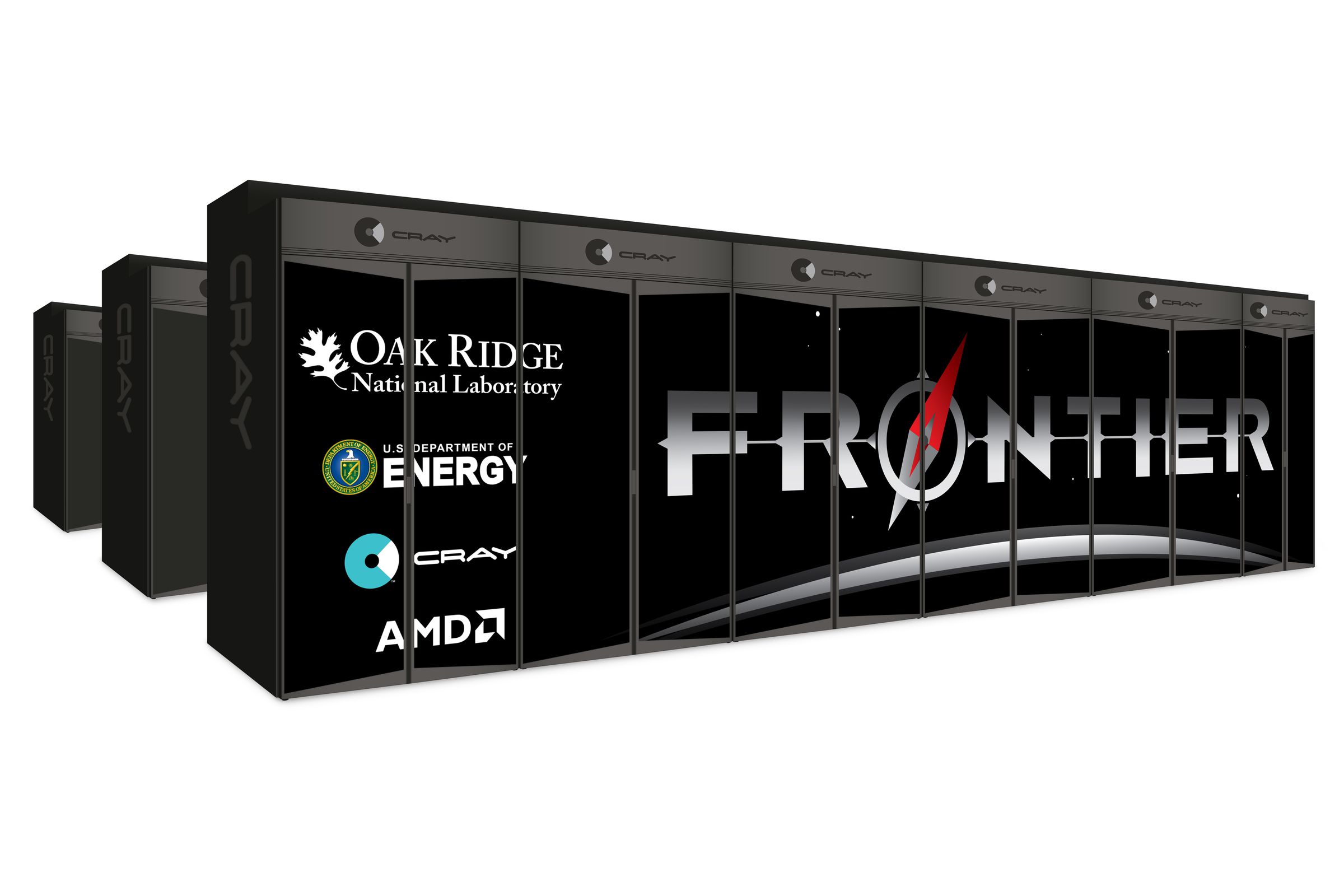 A rendering of the planned Frontier supercomputer.