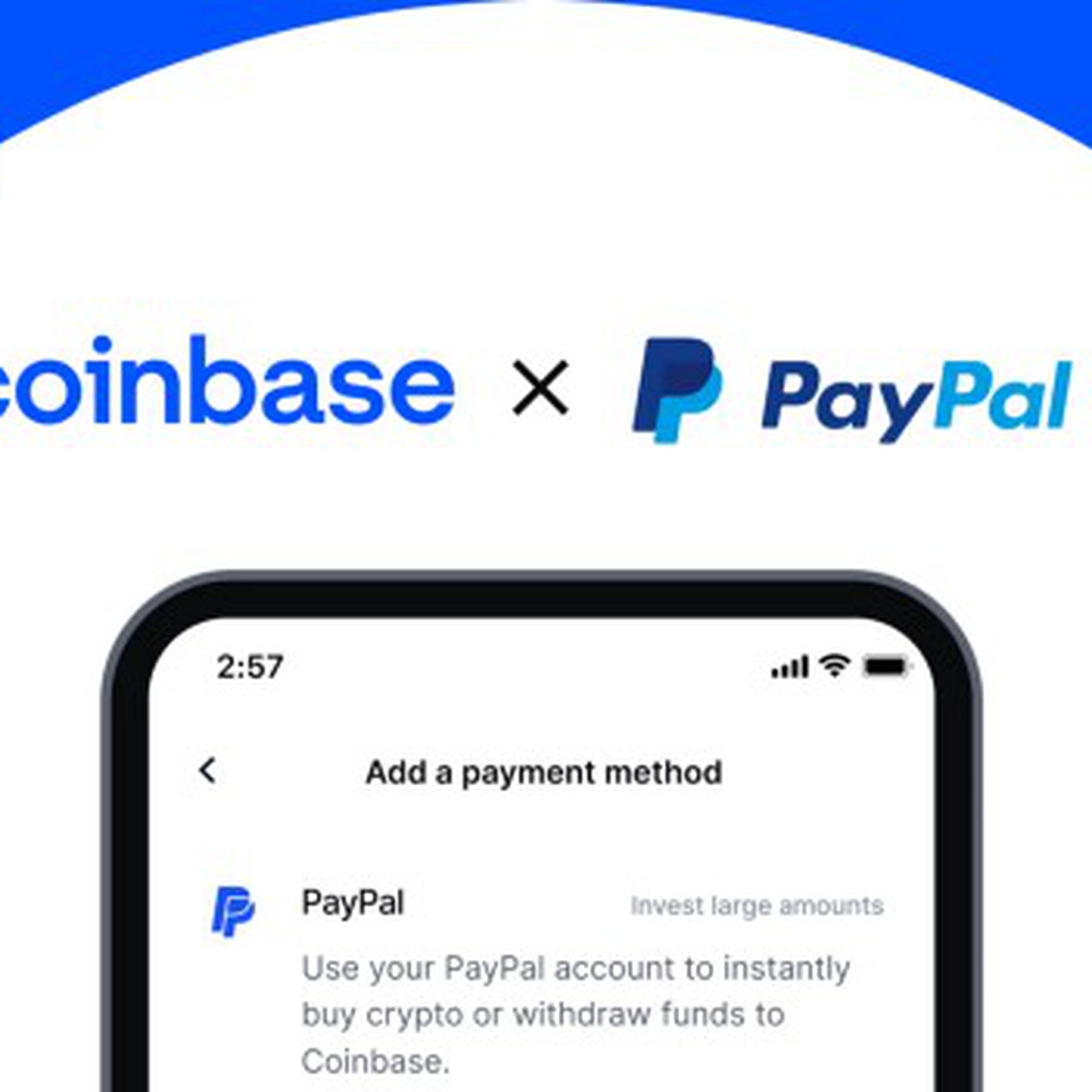 PayPal is now available as a payment method for US Coinbase users.