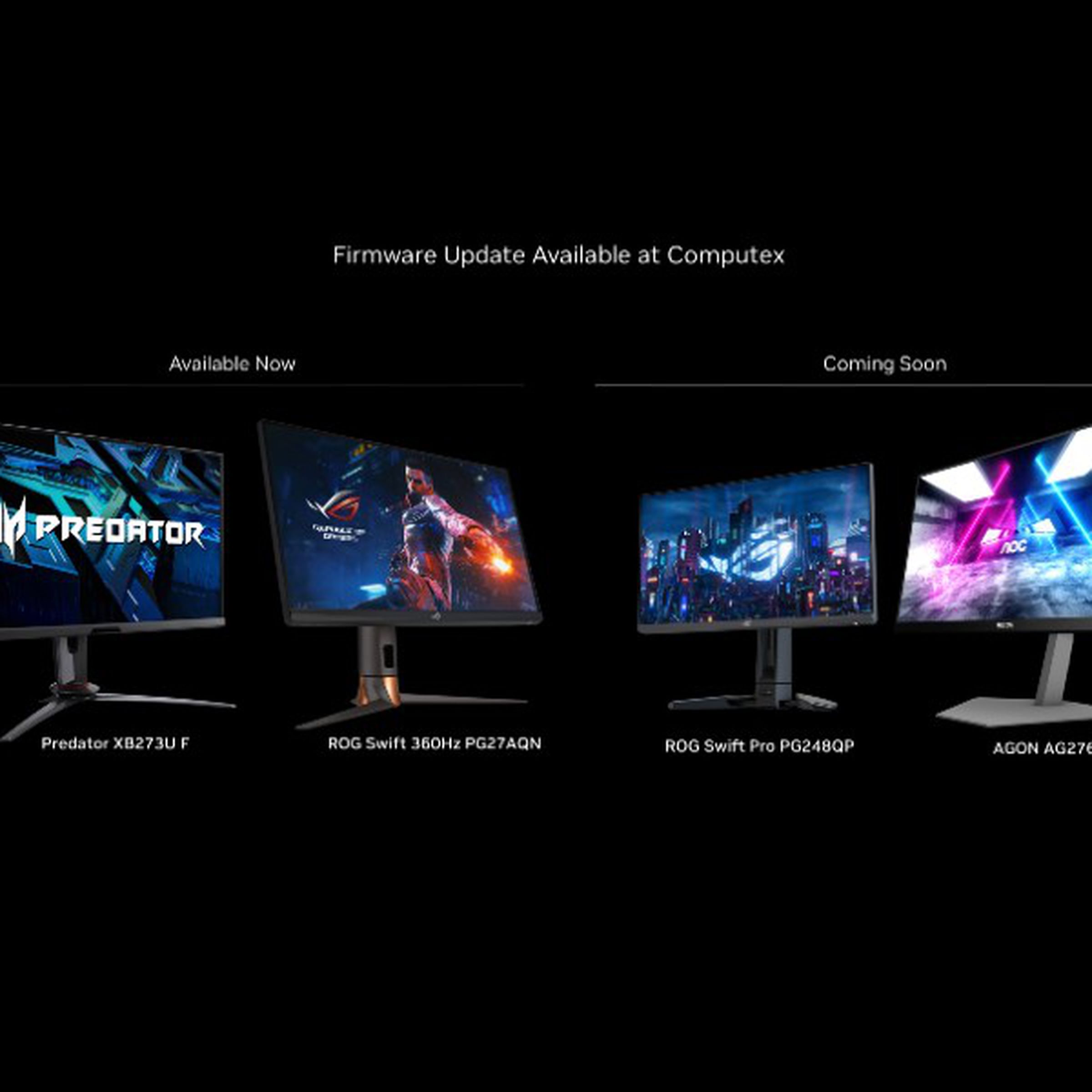 An image showing monitors that support Nvidia’s ULMB 2 technology.