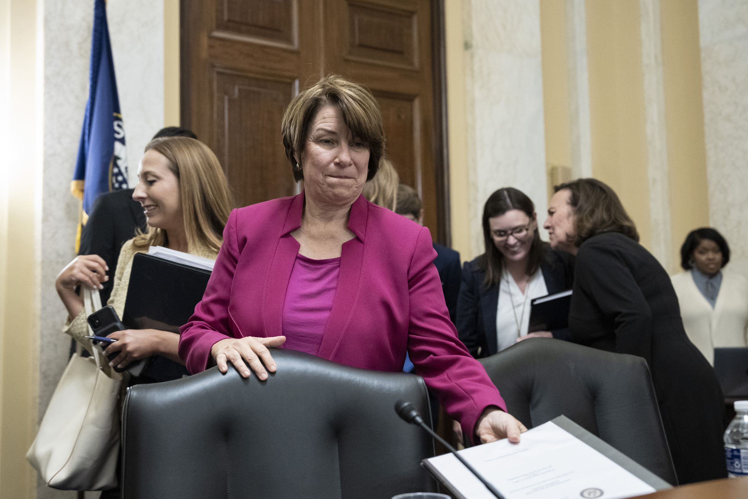 Sen. Amy Klobuchar (D-MN) attends Senate Rules And Administration Holds Hearing On AI And Elections