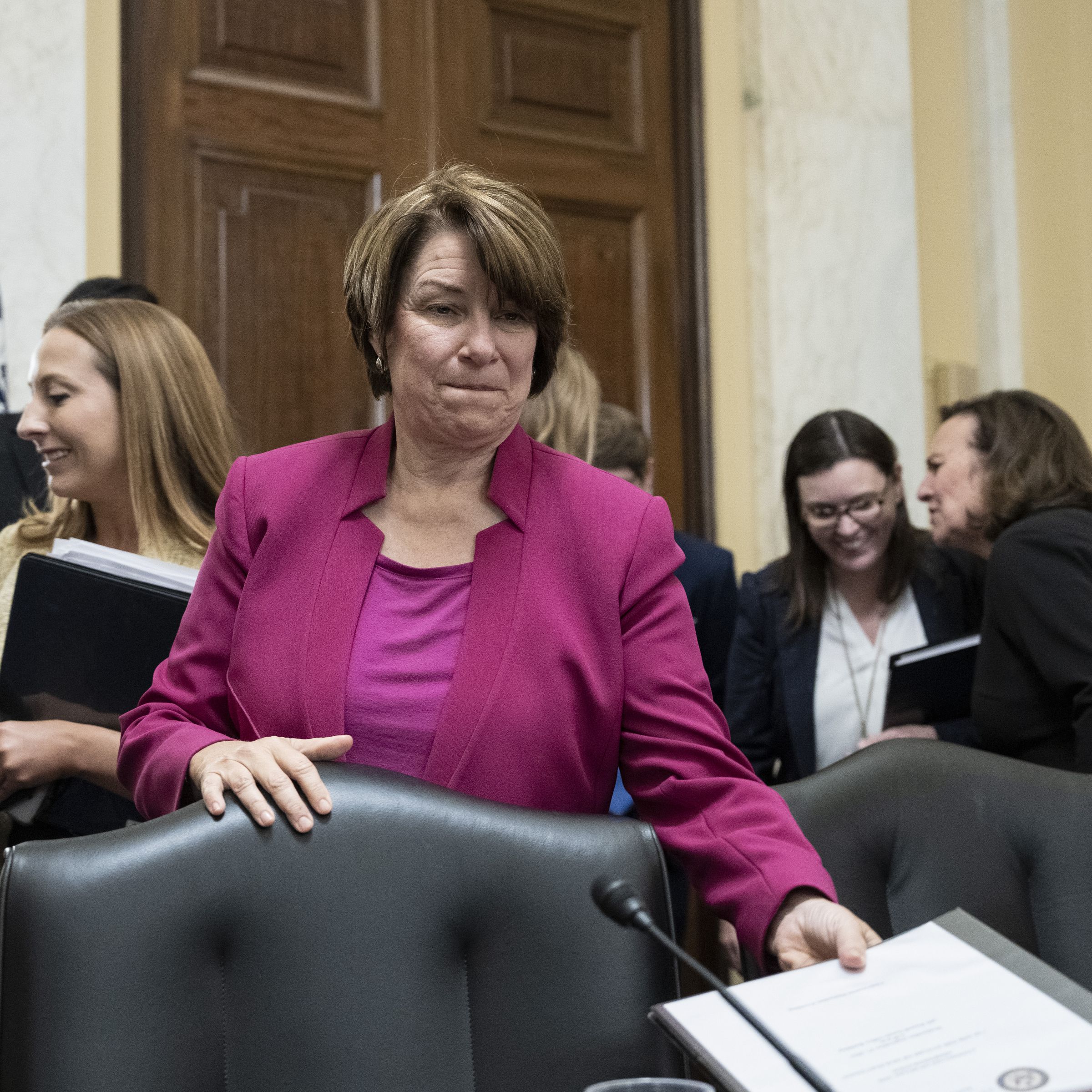 Sen. Amy Klobuchar (D-MN) attends Senate Rules And Administration Holds Hearing On AI And Elections