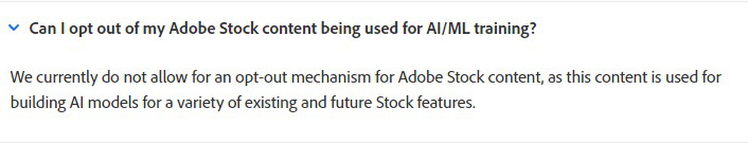 A screenshot taken from Adobe Stock’s FAQ for contributors