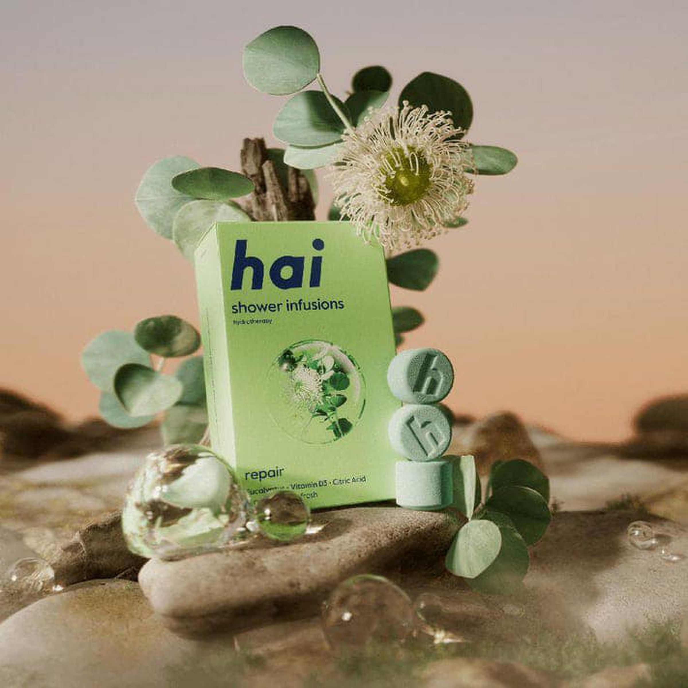Hai shower infusion tablets in a package.