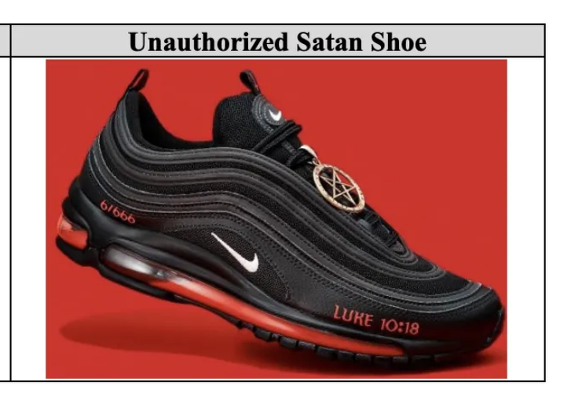 “Unauthorized Satan Shoe” exhibit, Nike lawsuit