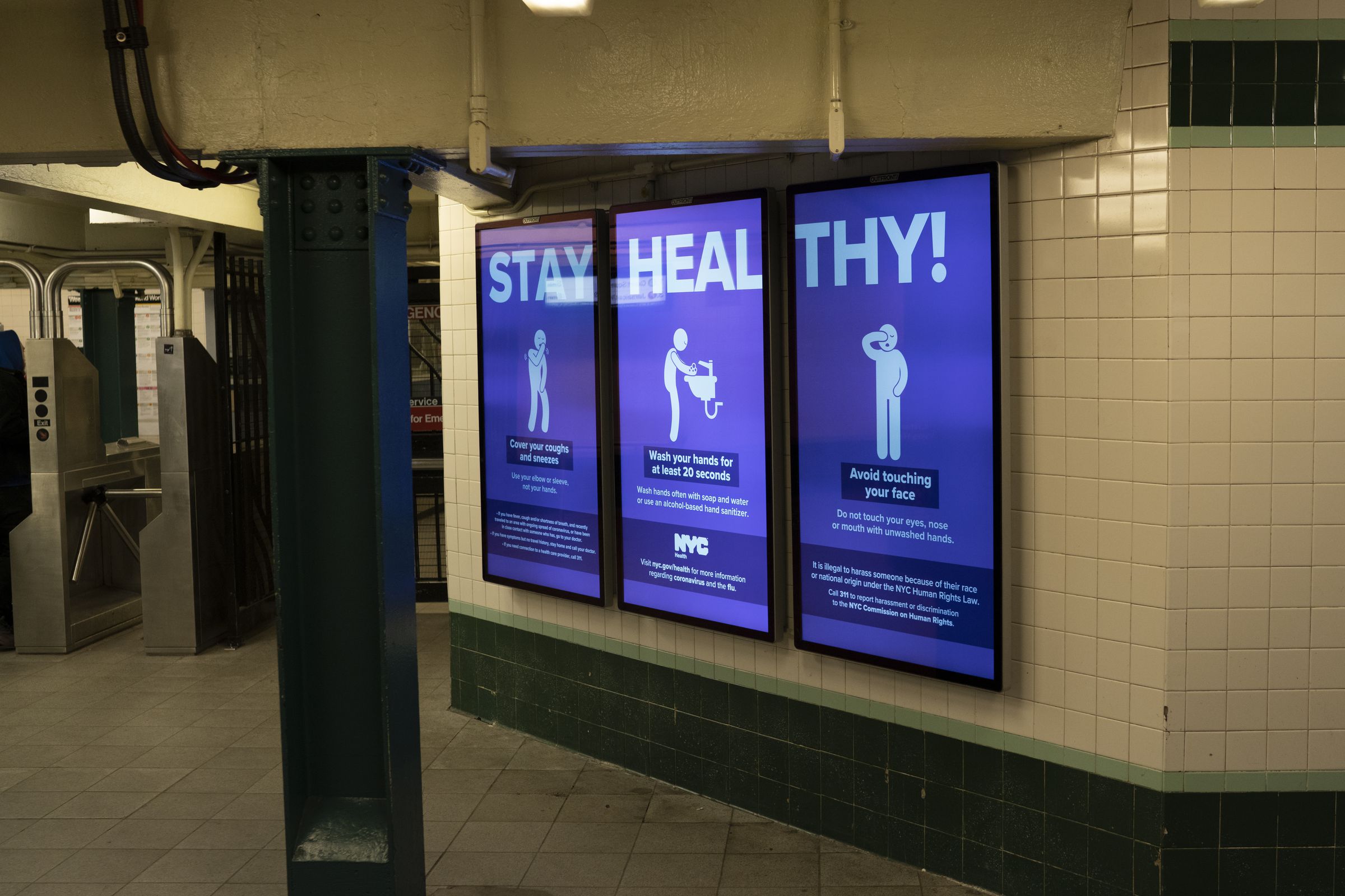 Stay Healthy Electronic Warning Signs IN New York Subways