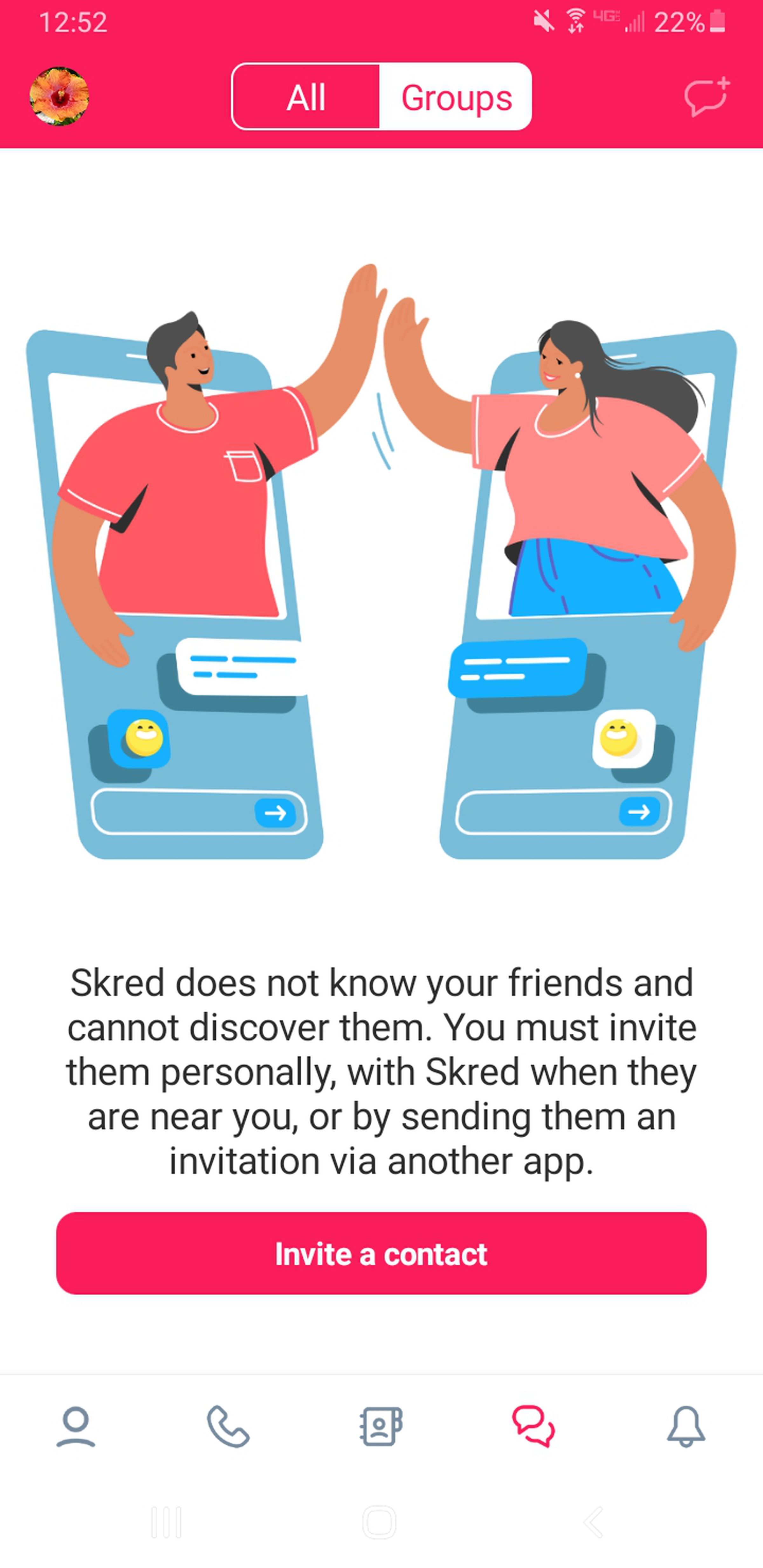Skred doesn’t gain access to your device’s contacts.
