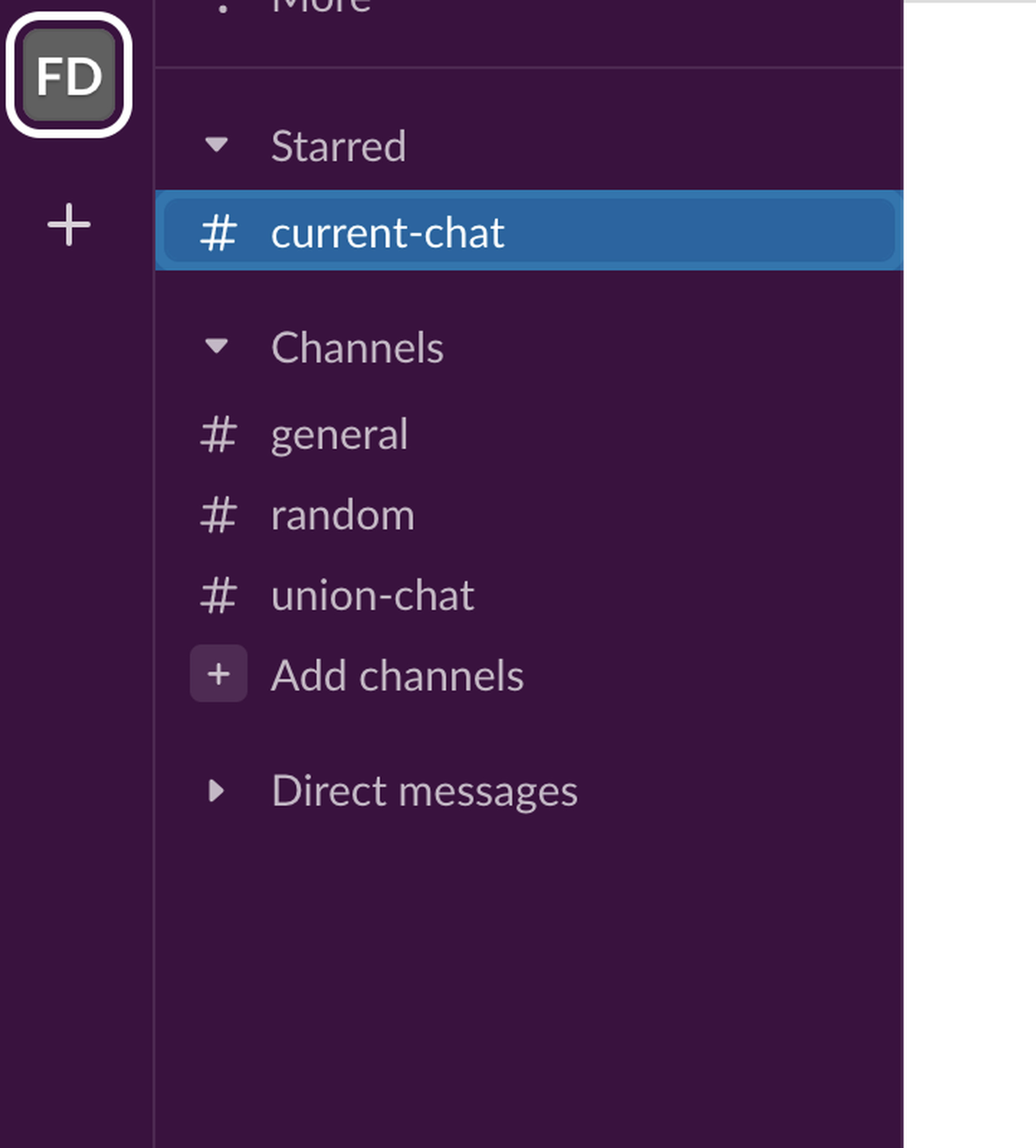 Slack side panel with #current-chat moved to the Starred category.