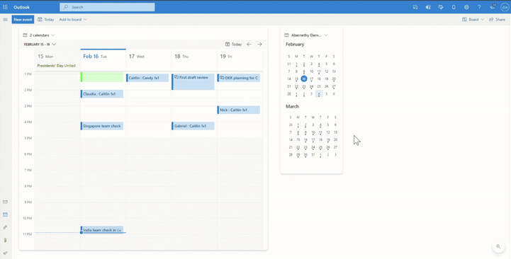 The new Outlook calendar board looks a lot like Trello.