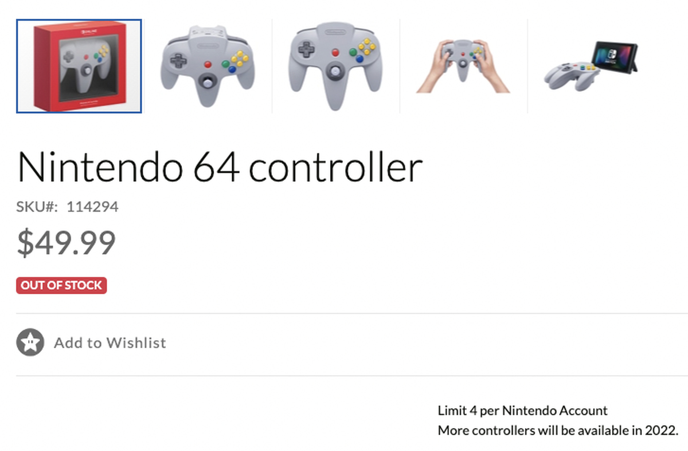 Switch N64 controllers are out of stock until 2022. 