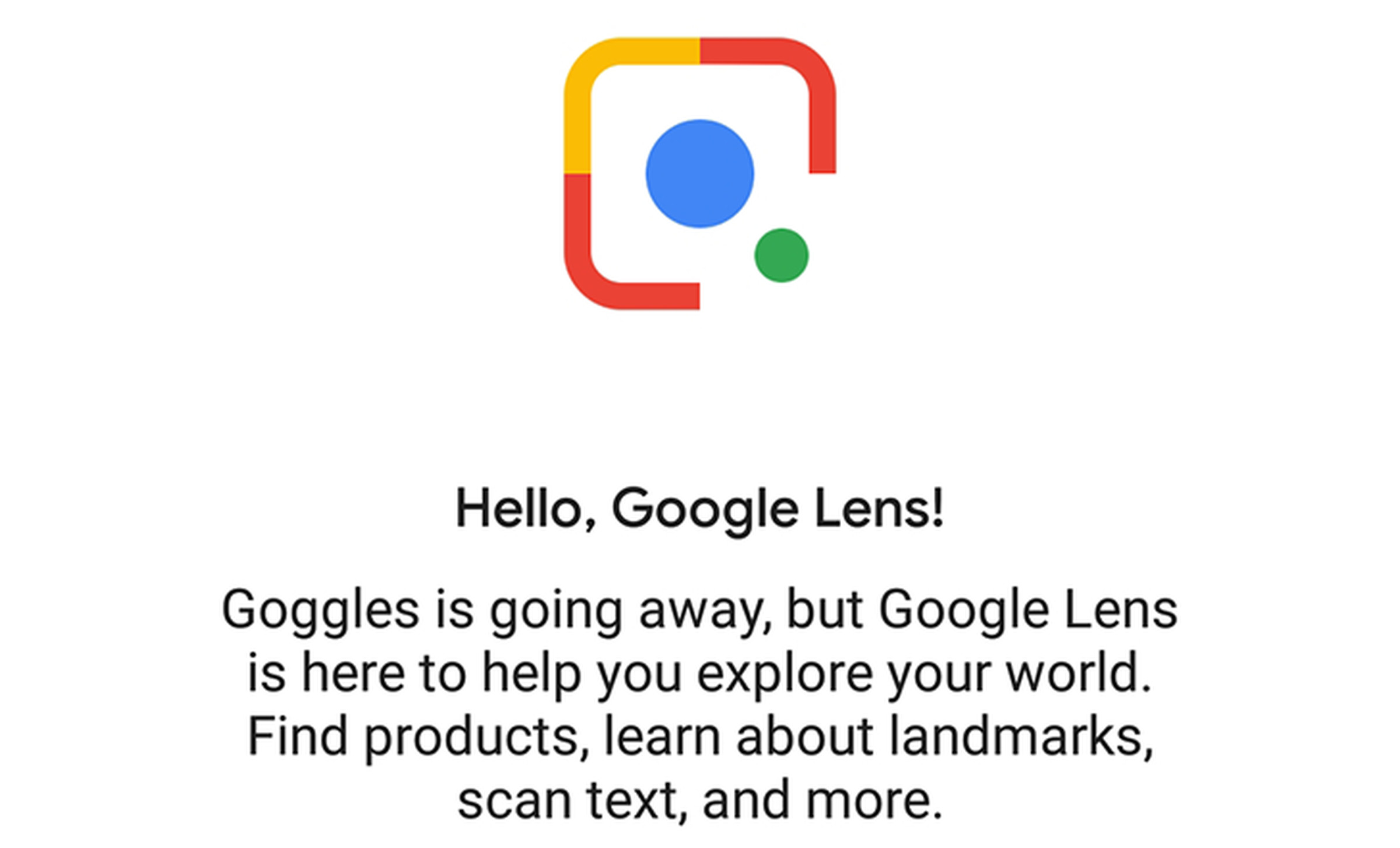 The note telling users to download Google Lens instead. 