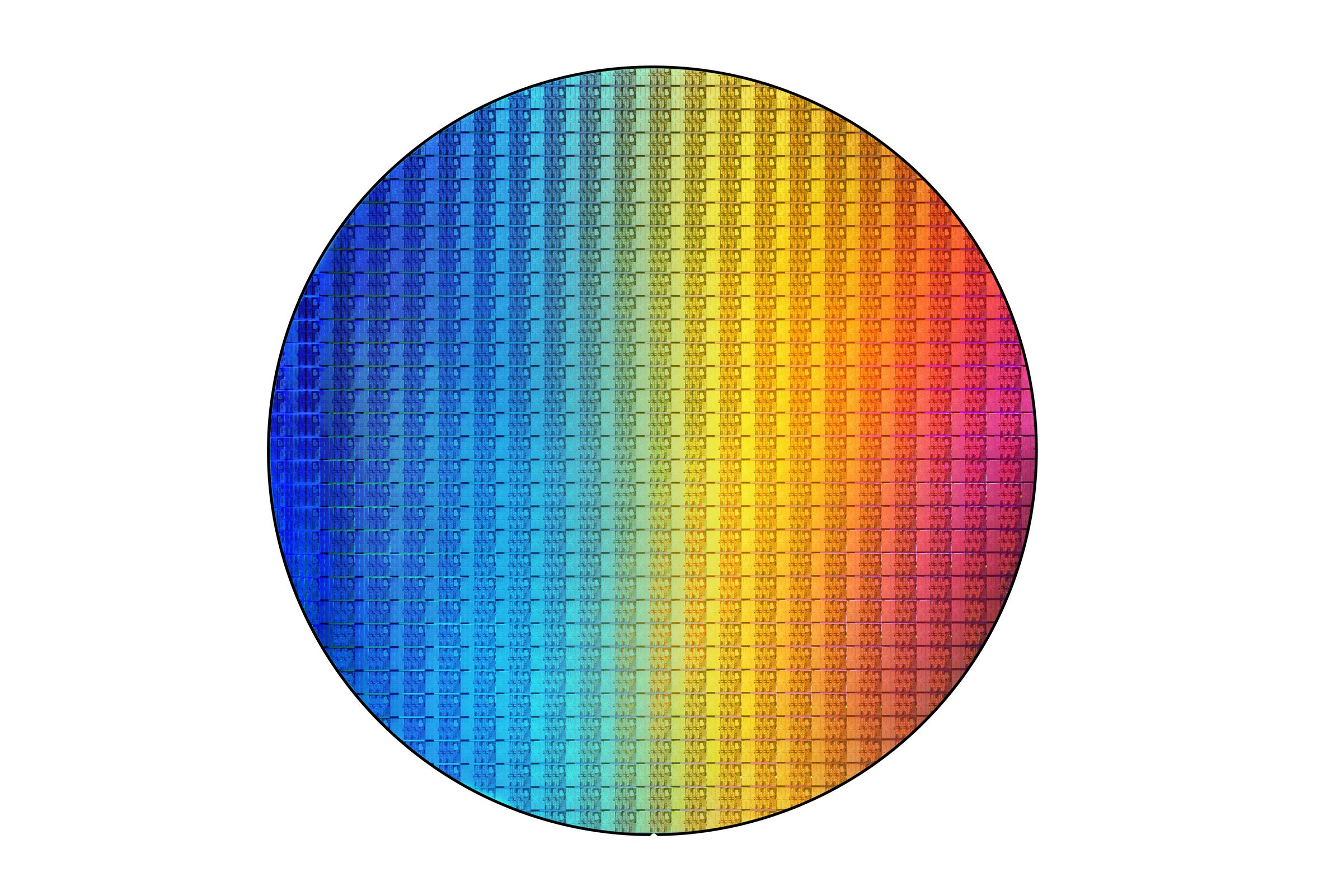 Intel eighth-generation processor wafer.