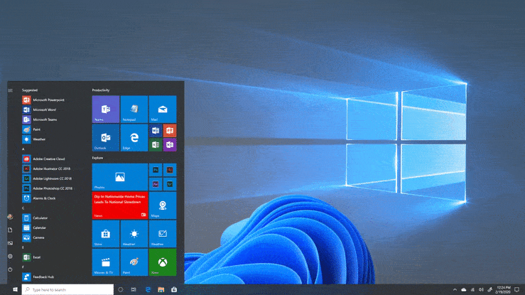 The new Windows 11 Start menu versus Windows 10.