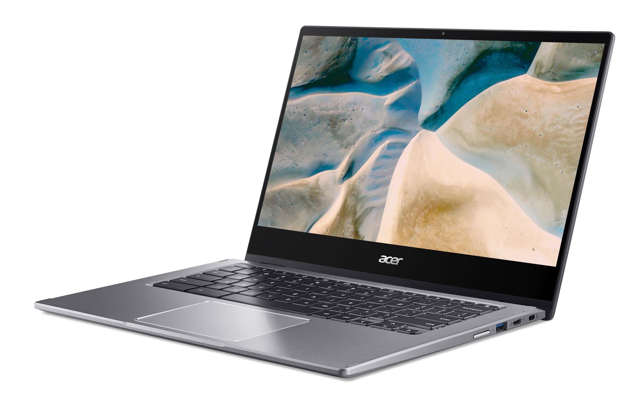 The Acer Chromebook Spin 514 at a slight angle from the right side.