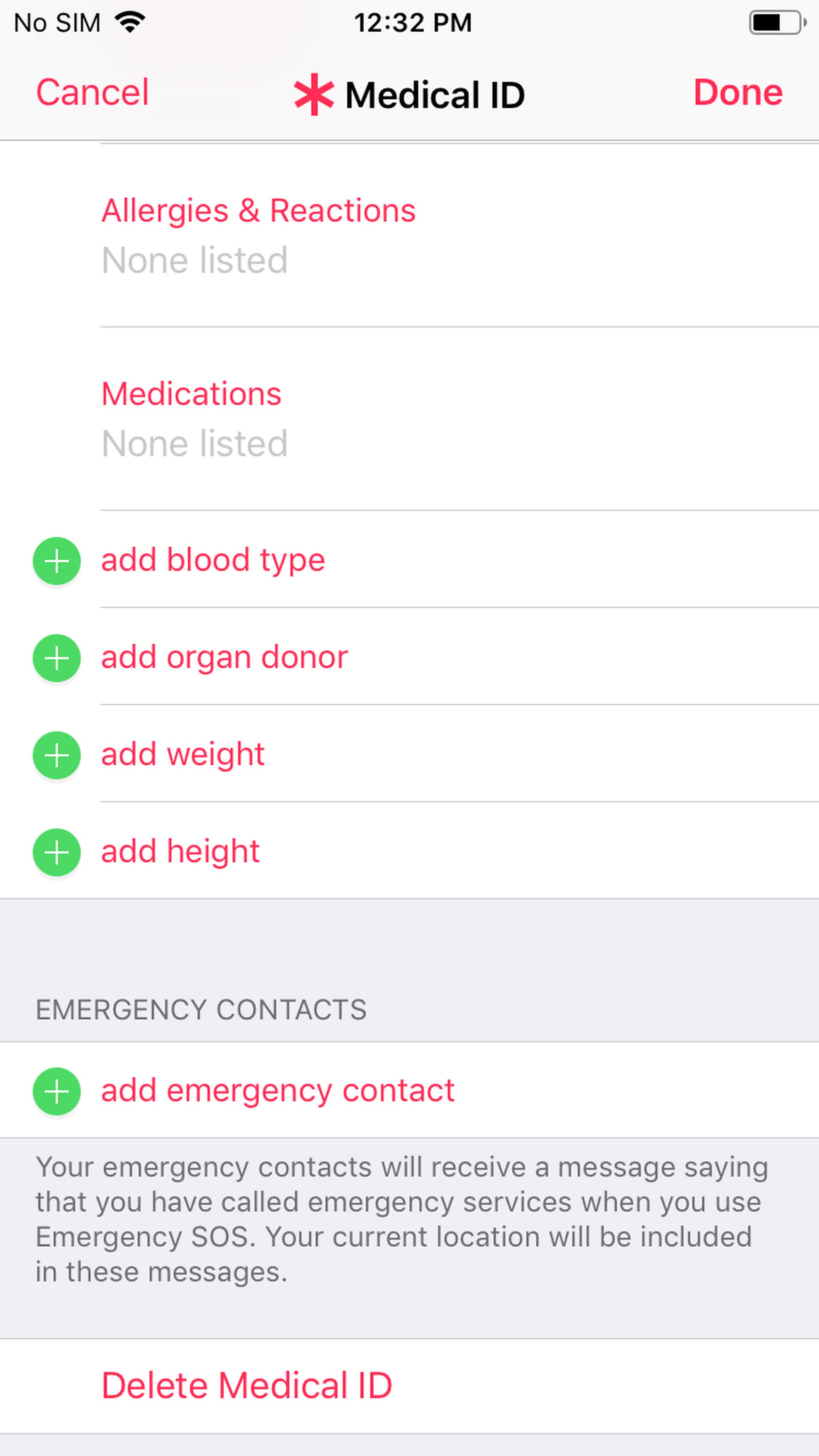iphone emergency contacts