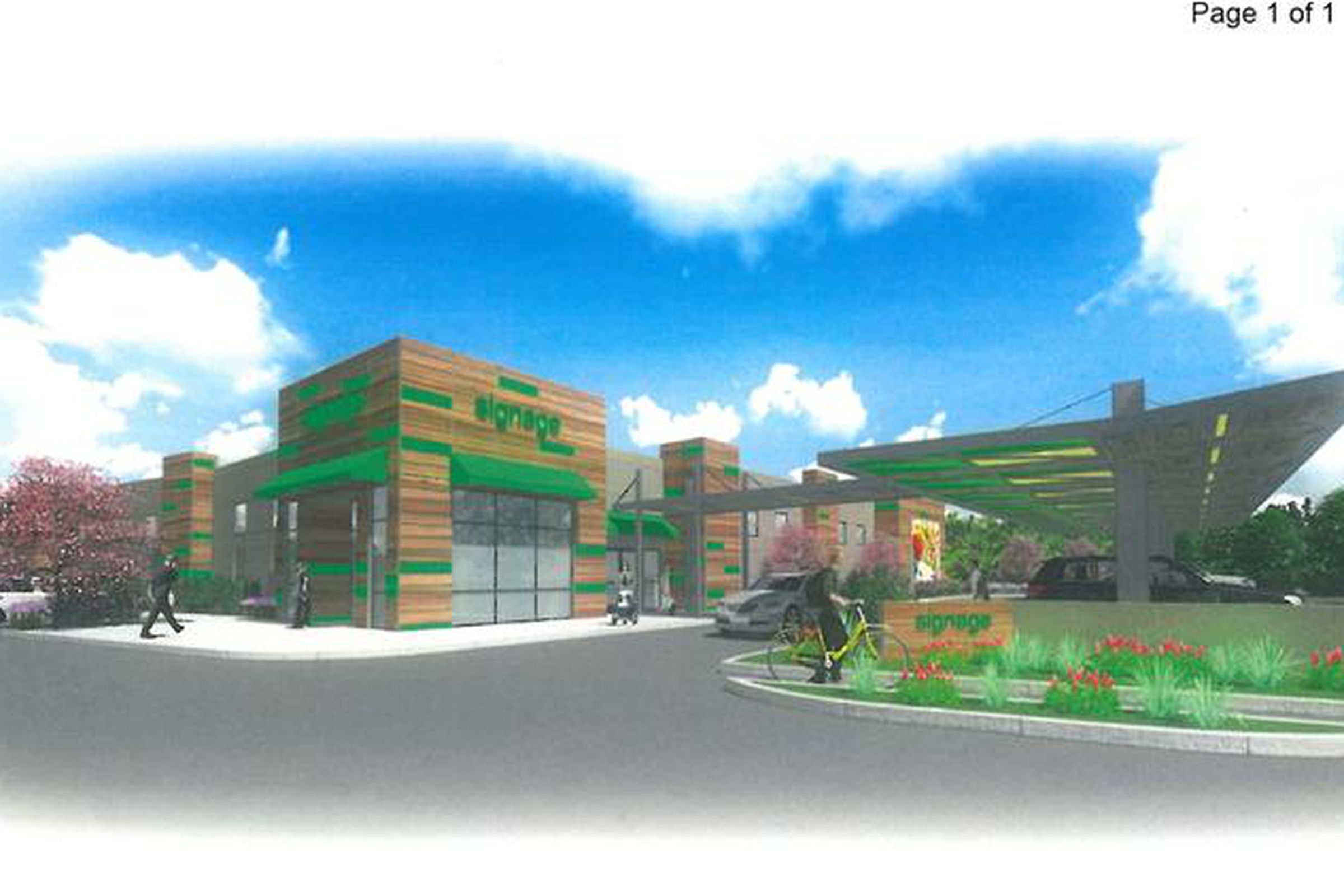 A rendering of the drive-thru grocery pickup concept submitted in planning documents (Business Journal). 