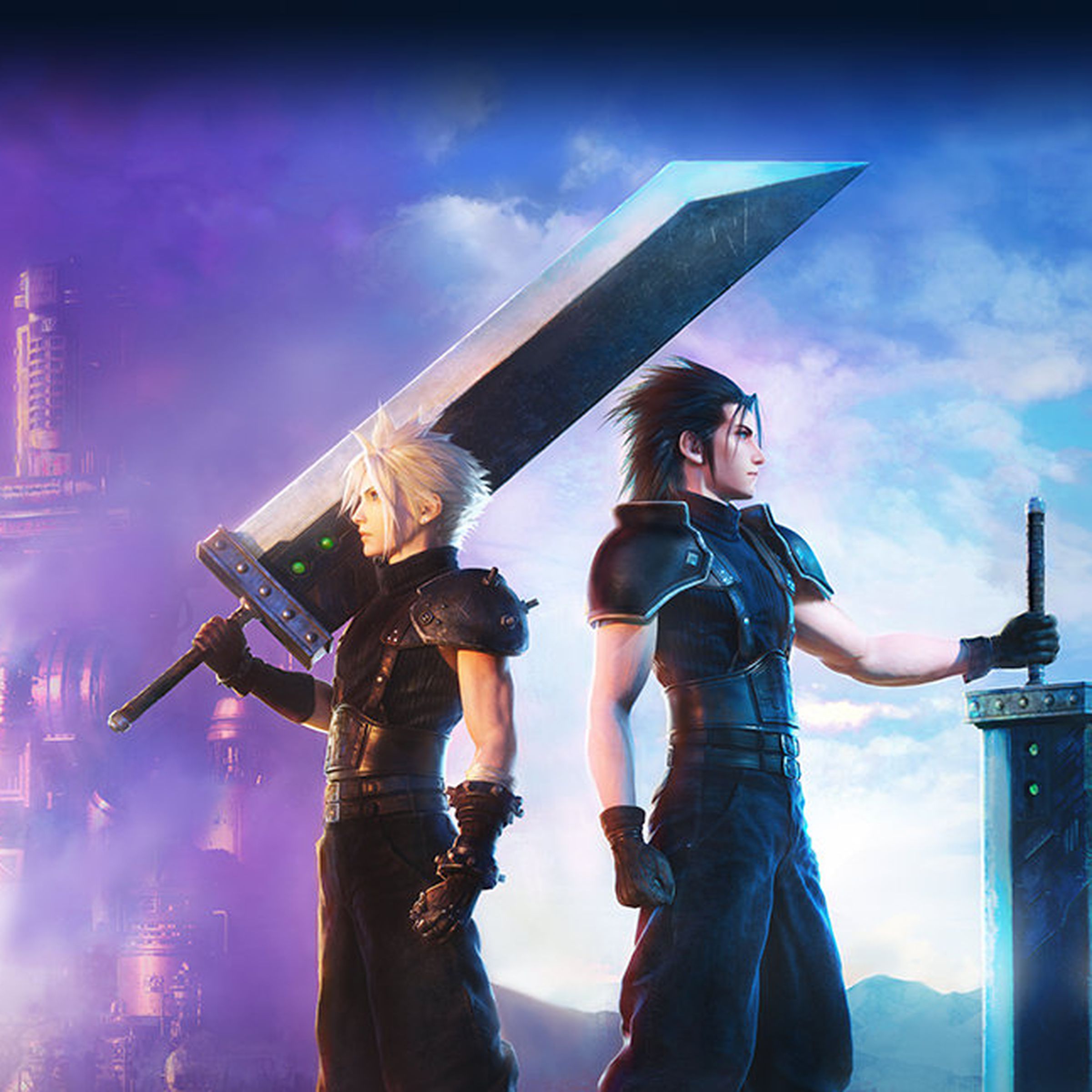 Promotional art for Final Fantasy VII Ever Crisis featuring Cloud Strife and Zack Fair.