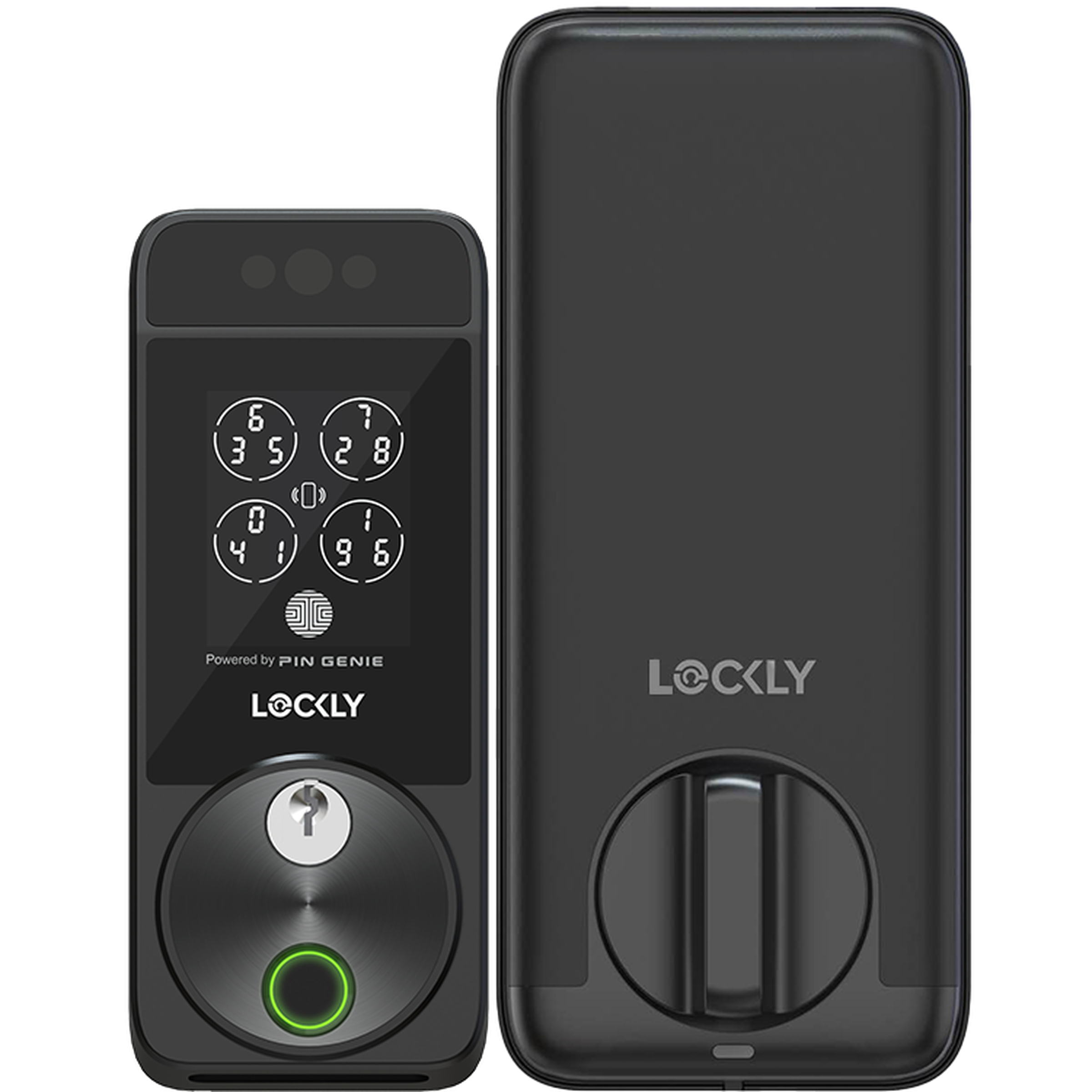 The Lockly Visage has a fingerprint reader, digital keypad, keyed lock, and facial recognition tech for multiple ways to unlock your front door. 