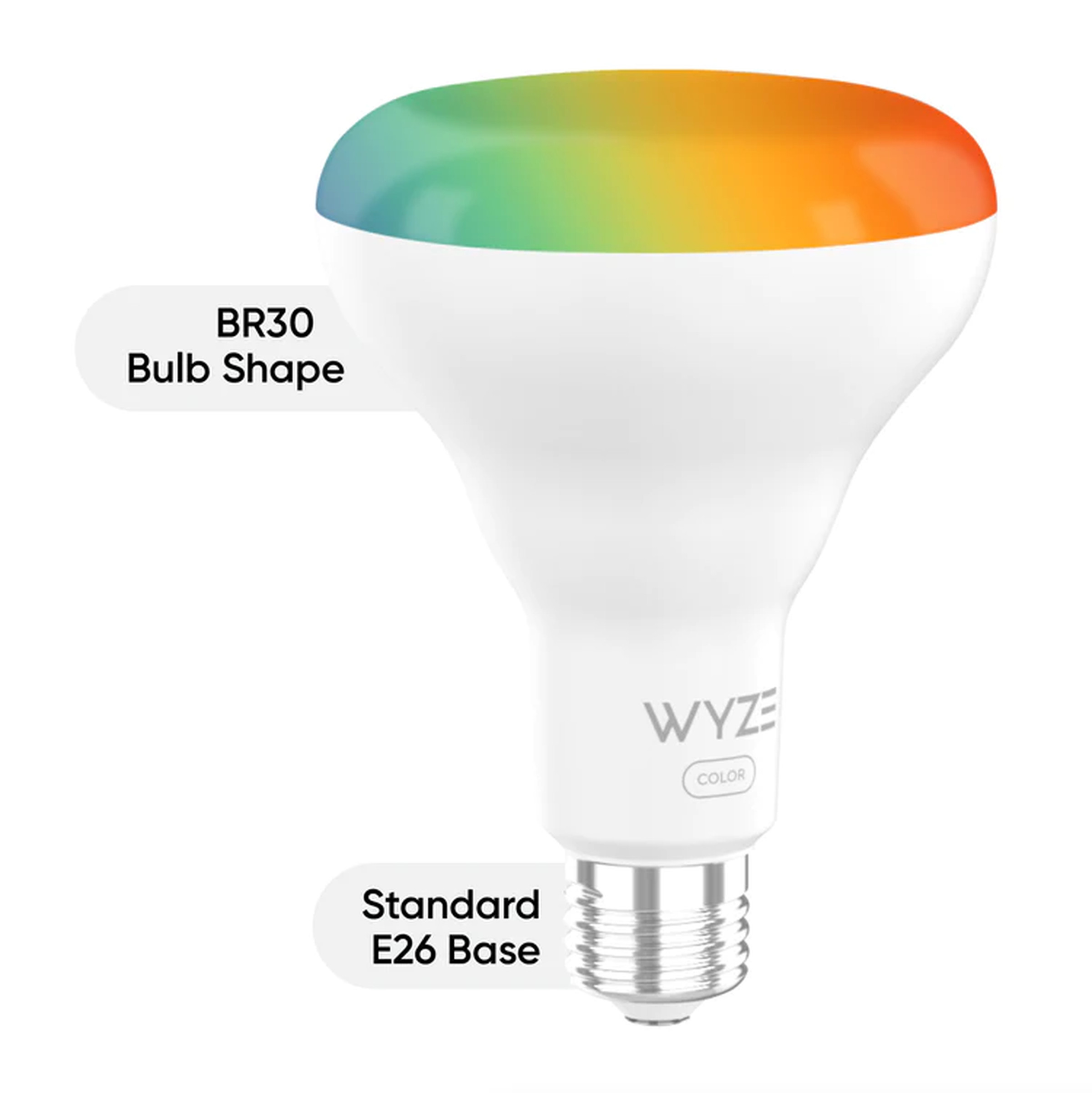 The Wyze Color Bulb BR30 fits in a standard E26 base.