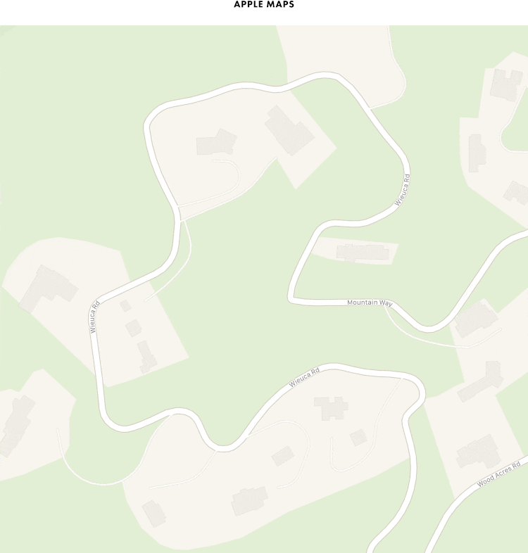 Apple’s new maps contain a much finer level of vegetation detail than the competition. 
