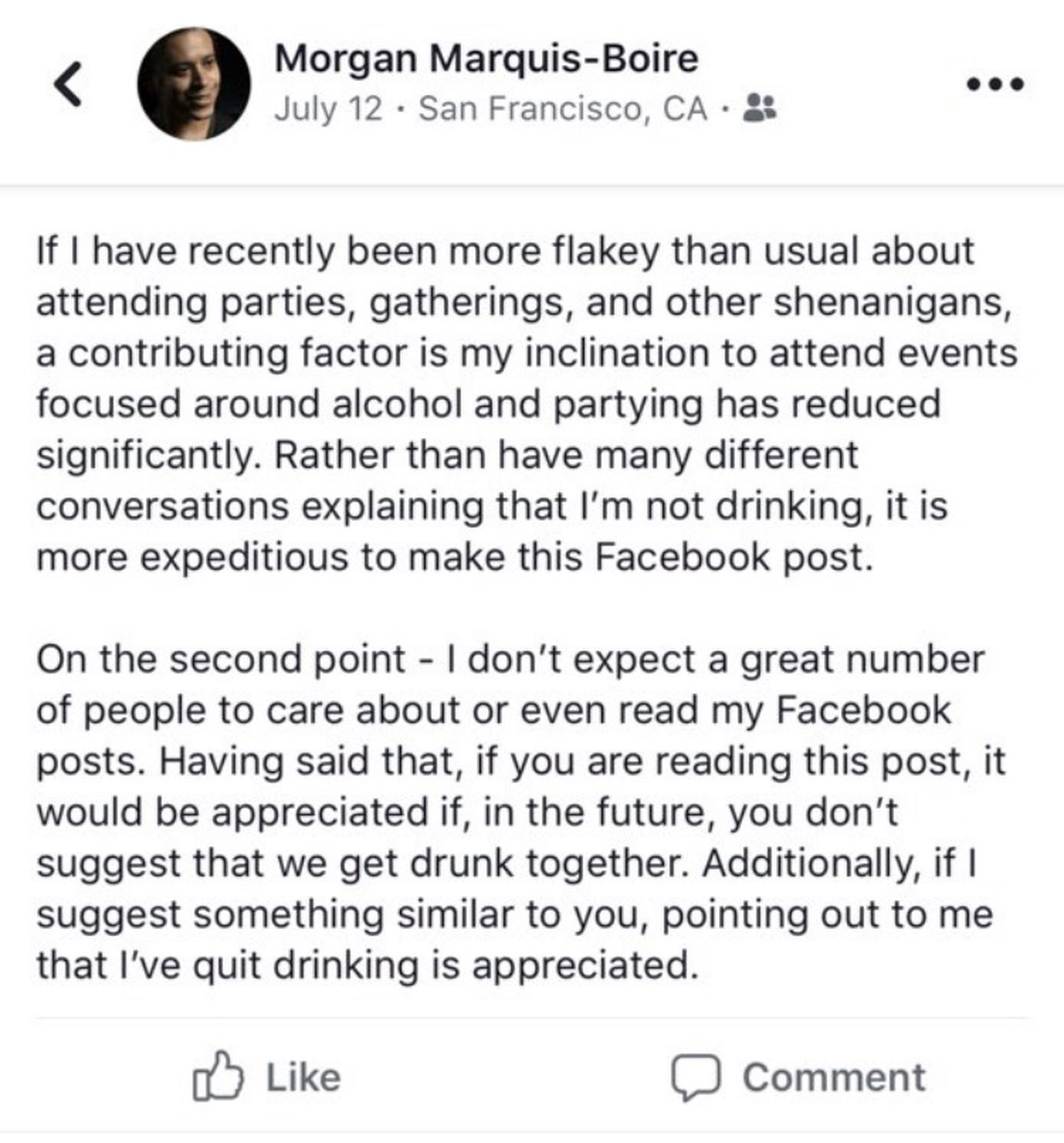 Morgan Marquis-Boire’s July 12th Facebook post.