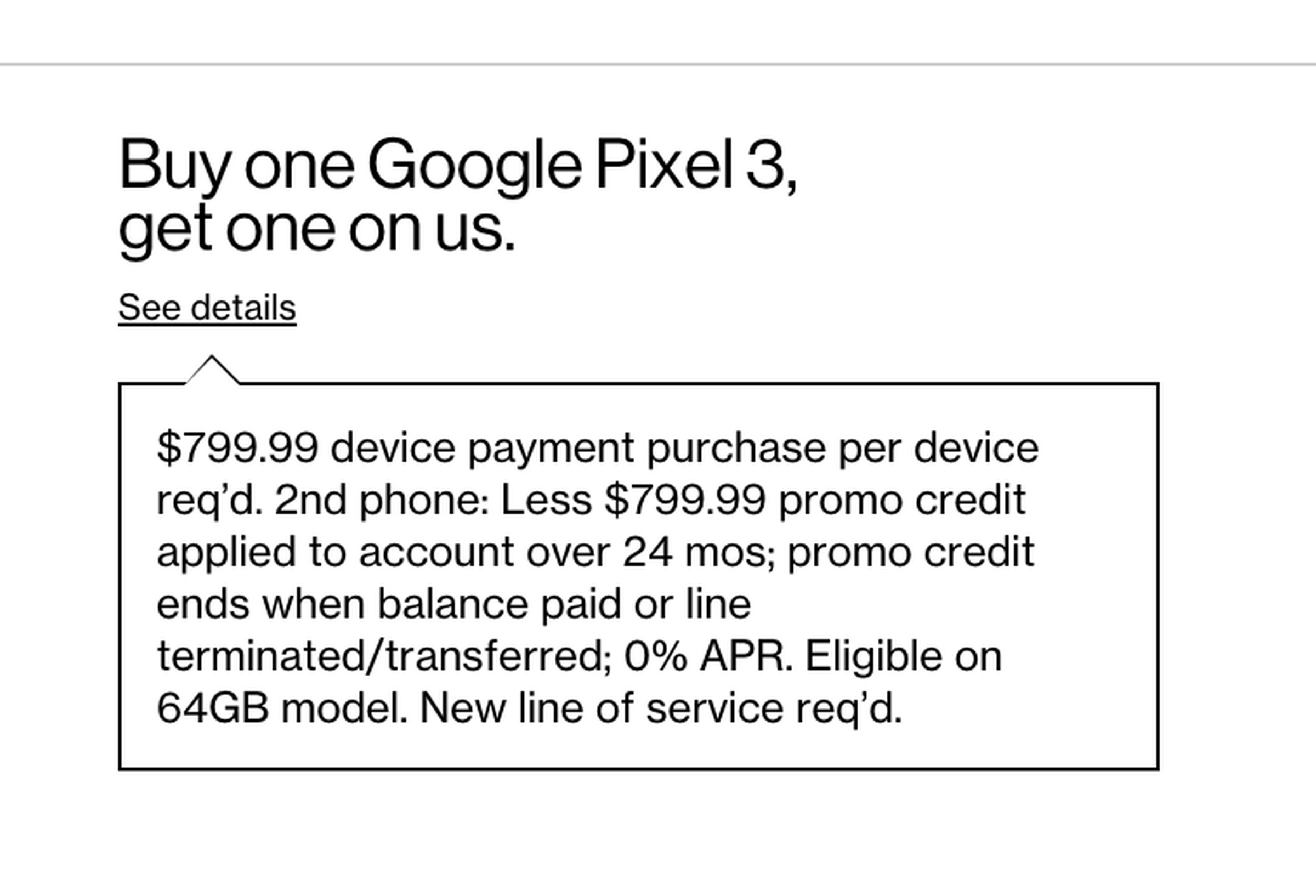 A closer look at the text of the Pixel 3 BoGo deal.