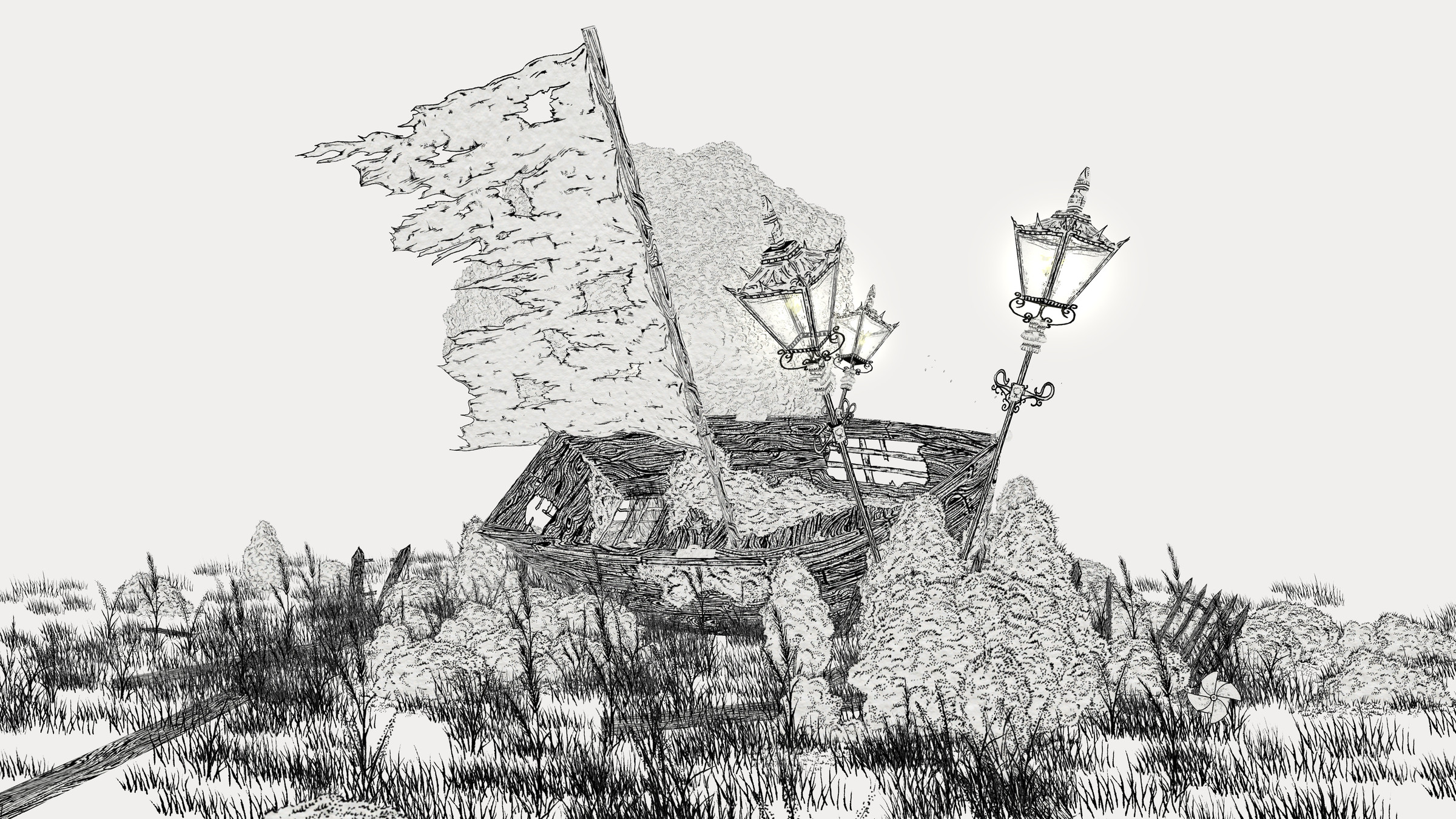 A screenshot from the video game The Collage Atlas.