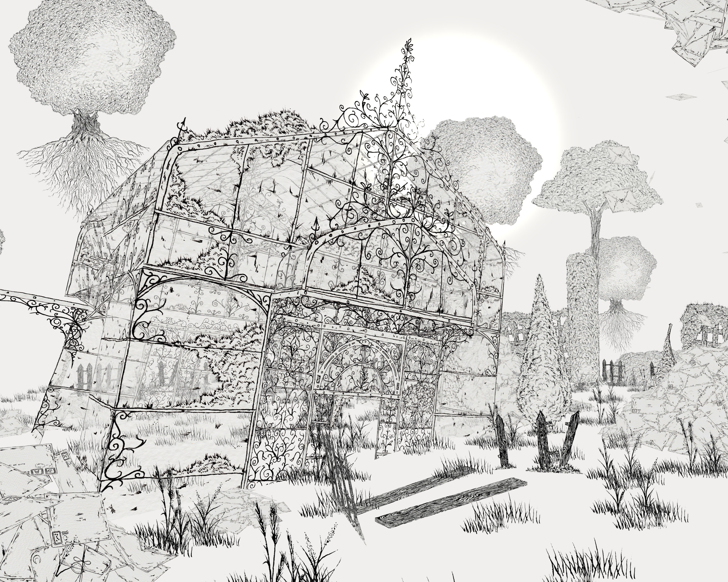 A screenshot from the video game The Collage Atlas.