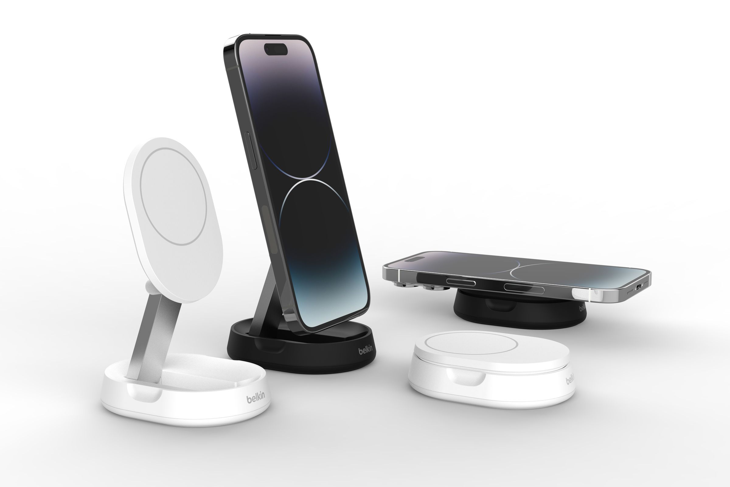 Four convertible wireless chargers.