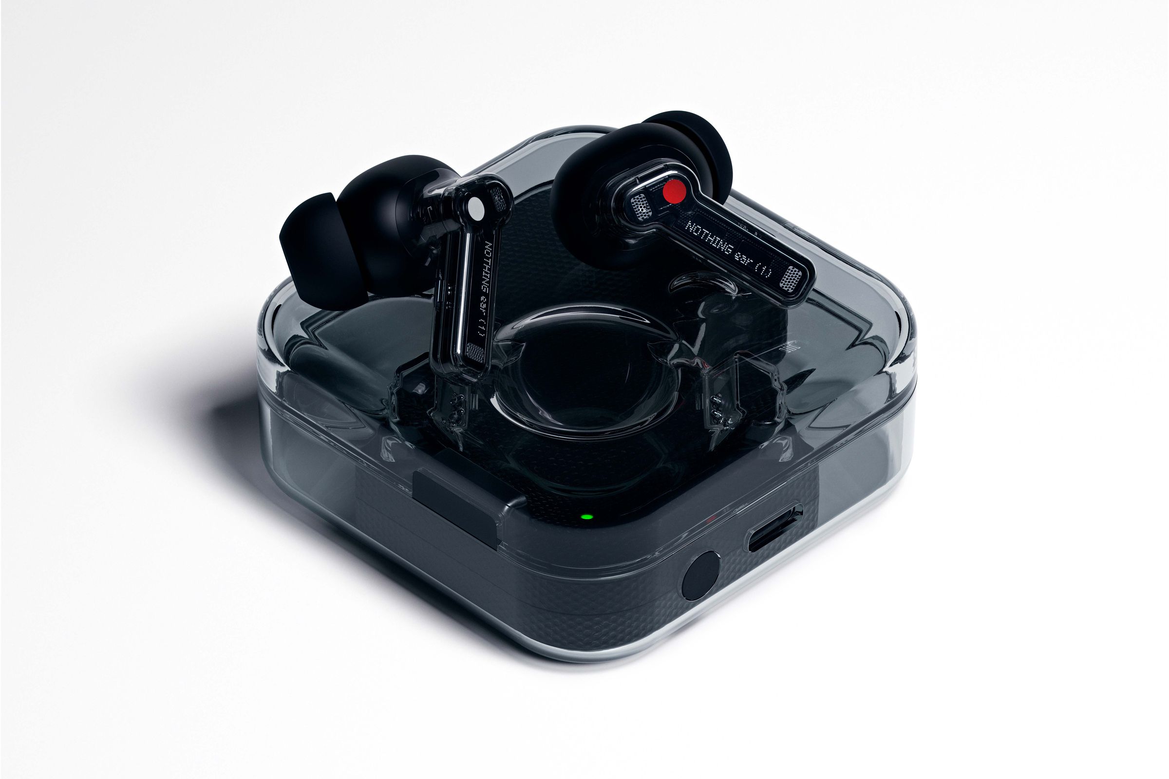 The Ear 1 earbuds and case, now in black.