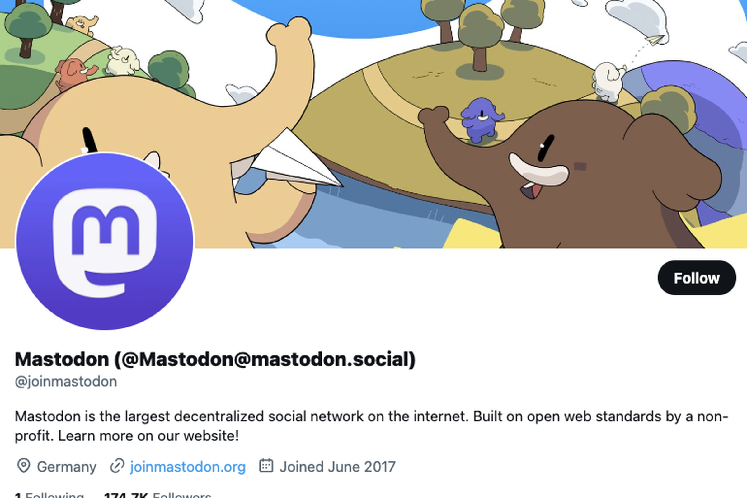 A screenshot of Mastodon’s Twitter account taken from a Wayback Machine archive.