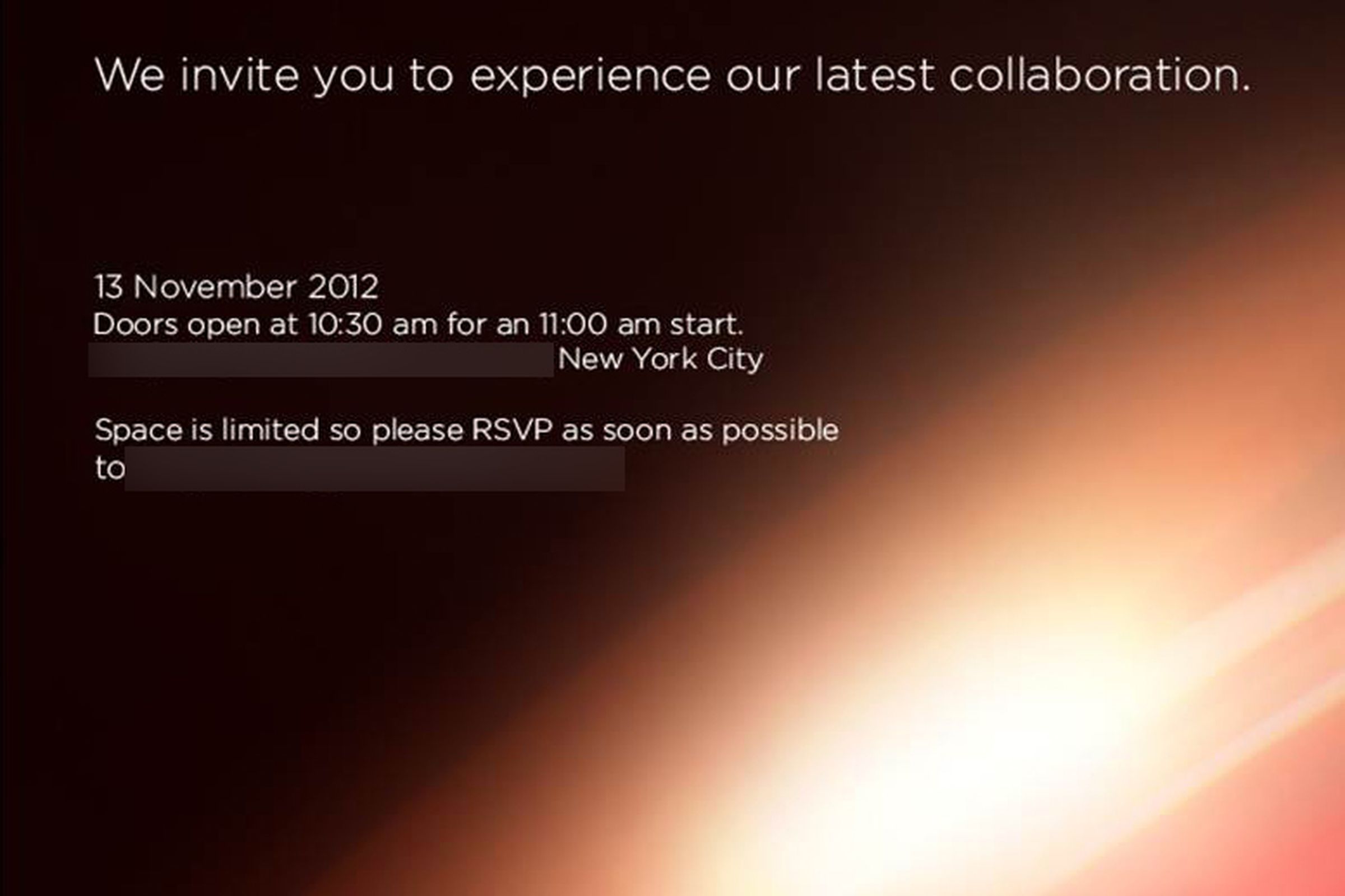 HTC Verizon event invite November 13th