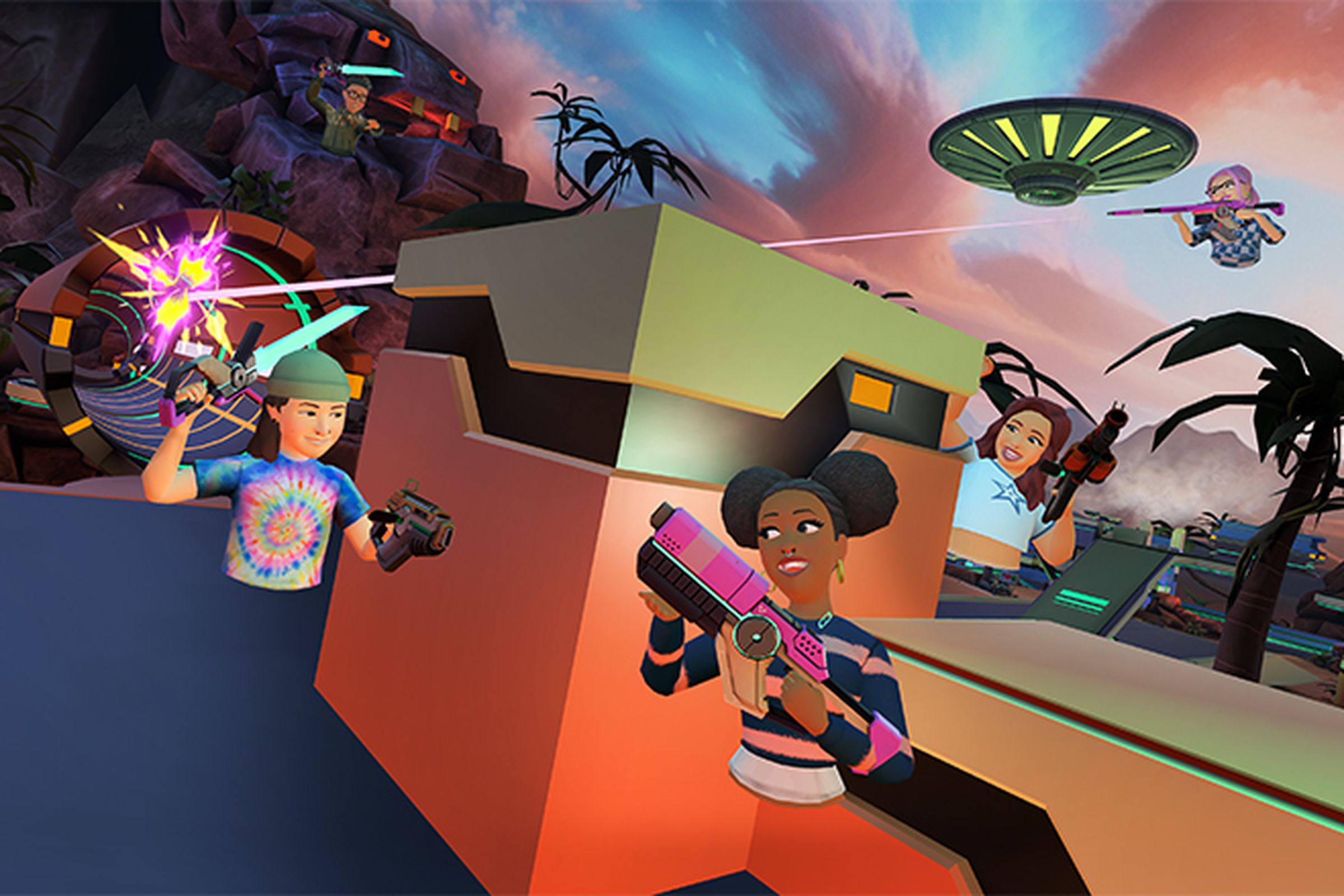 A screenshot from the Horizon Worlds game Super Rumble.