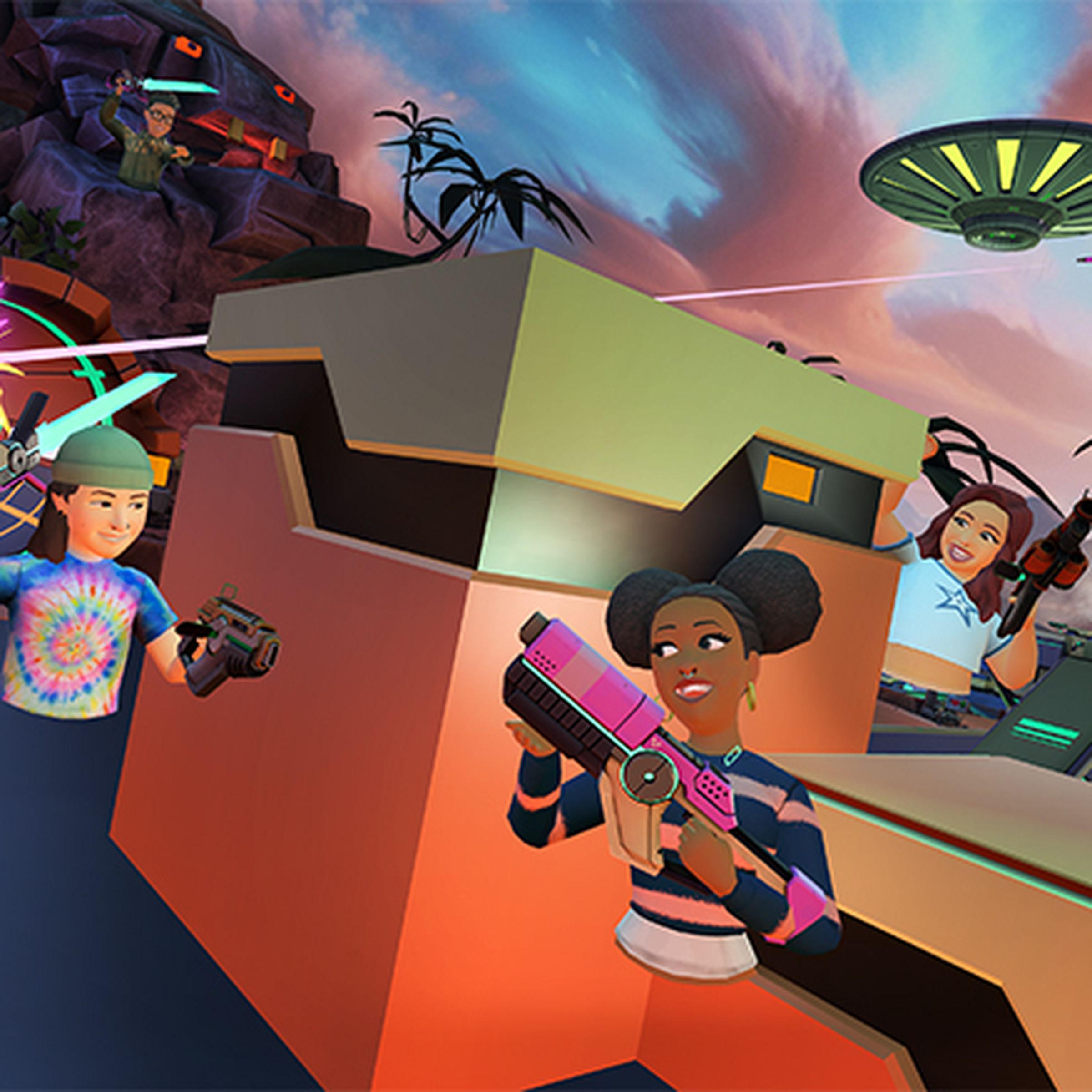 A screenshot from the Horizon Worlds game Super Rumble.