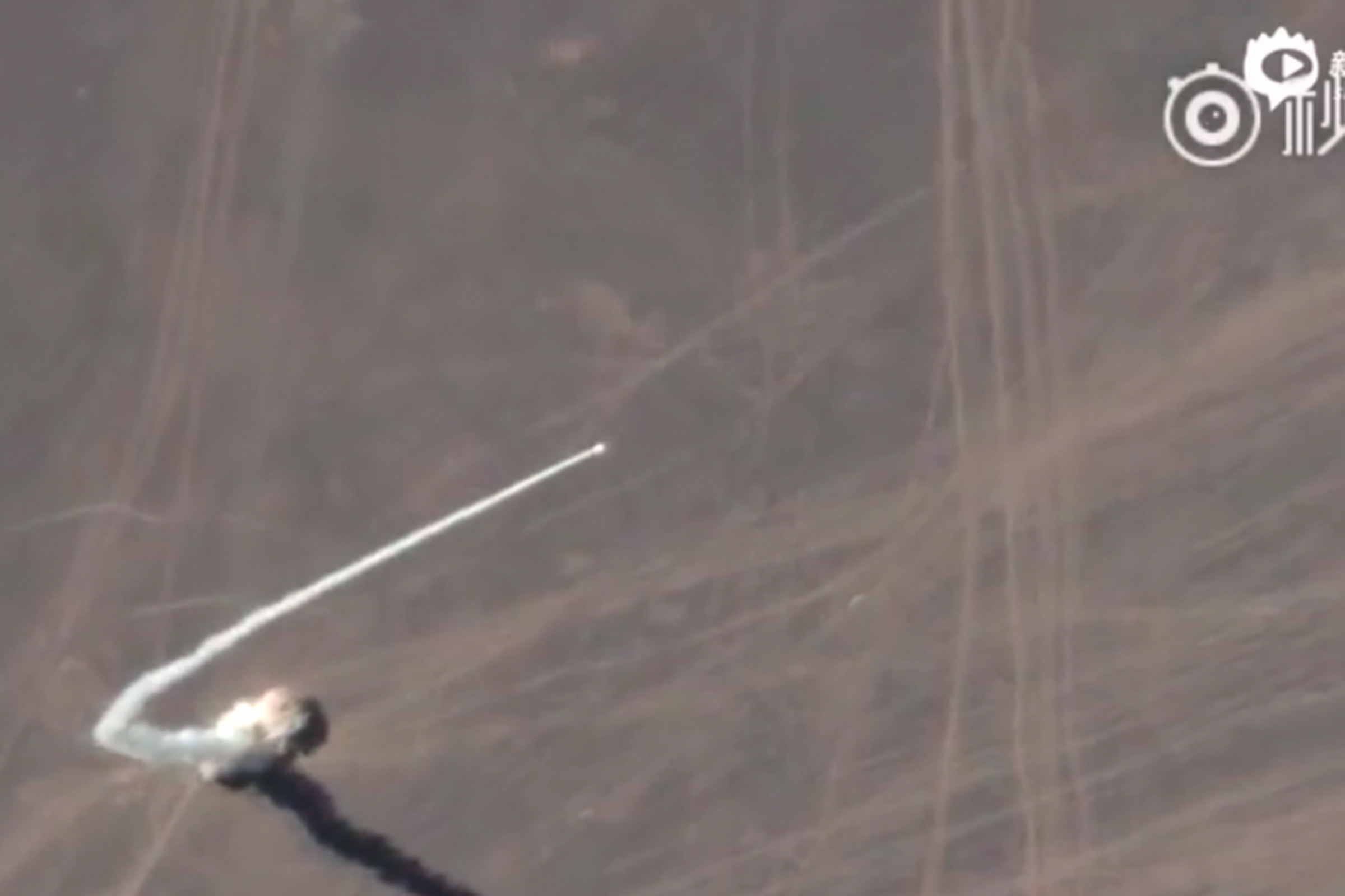 Screenshot of satellite footage of the OneSpace OS-X1 suborbital rocket launch