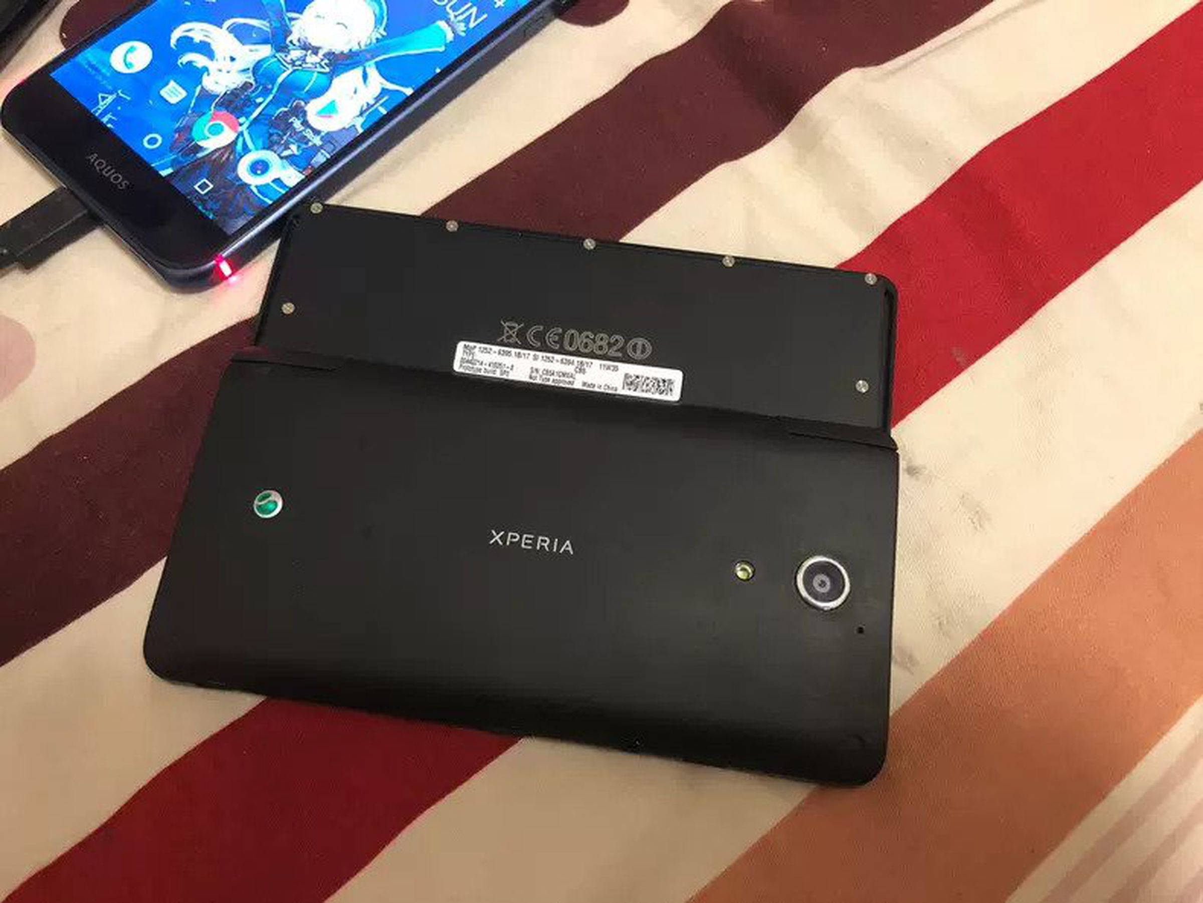 The rear of the device shows Sony’s old Xperia branding.