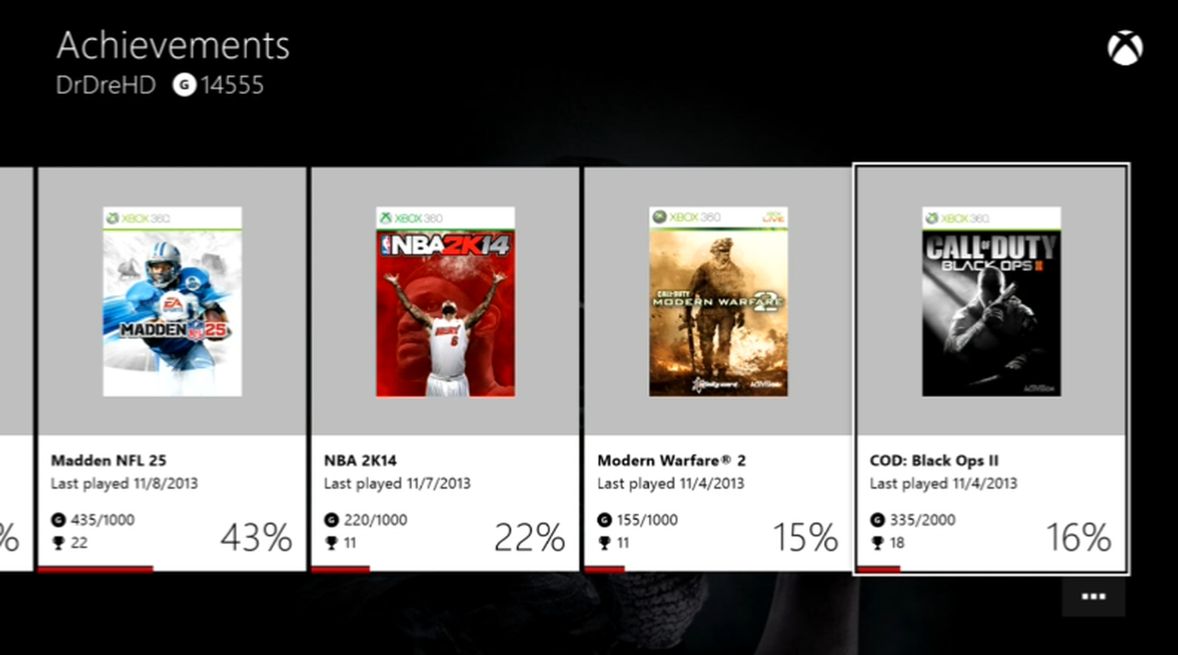 Xbox One dashboard screenshots (Moonlightswami)