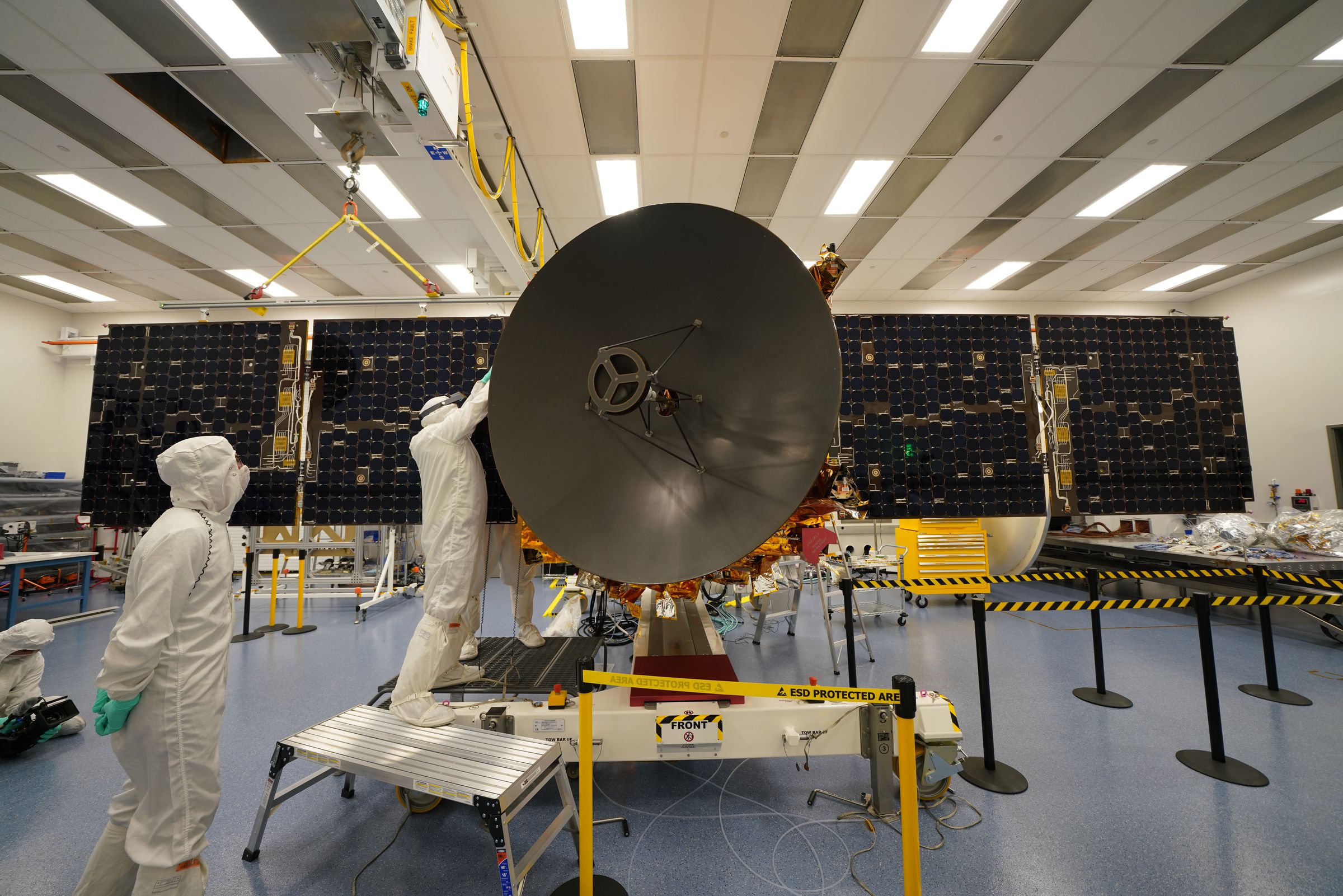 The Hope spacecraft undergoing checkouts and processing.