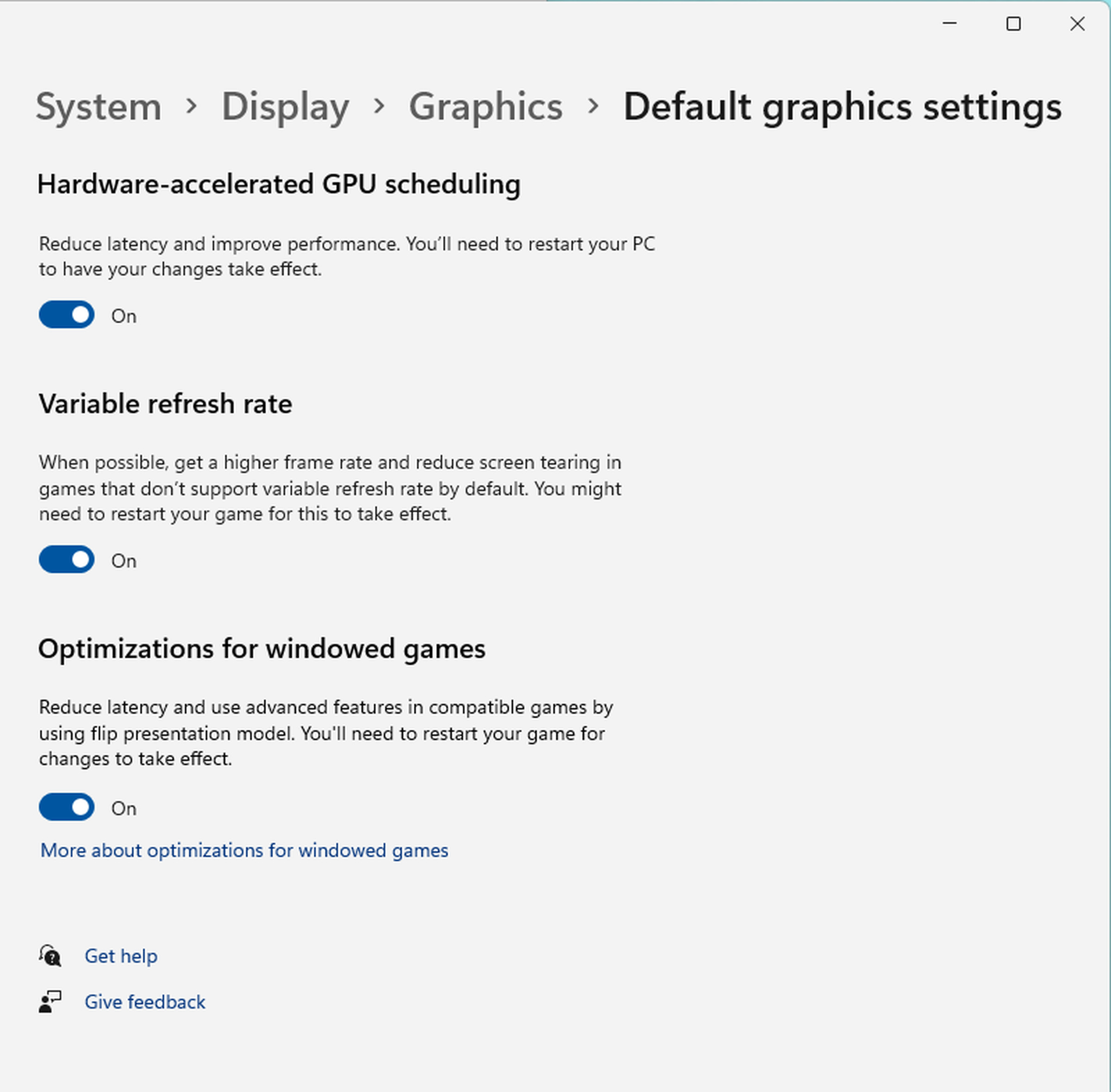New optimizations for windowed games feature in Windows 11.