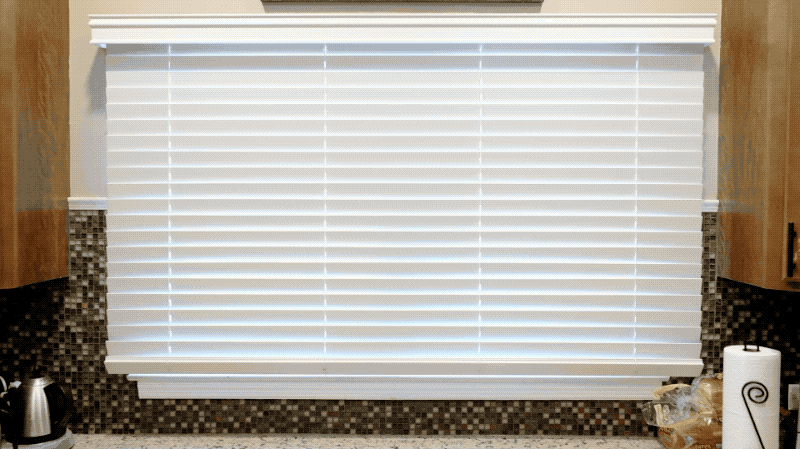 The Lutron Serena Smart Wood Blinds can automatically open or close — no pull cords needed.