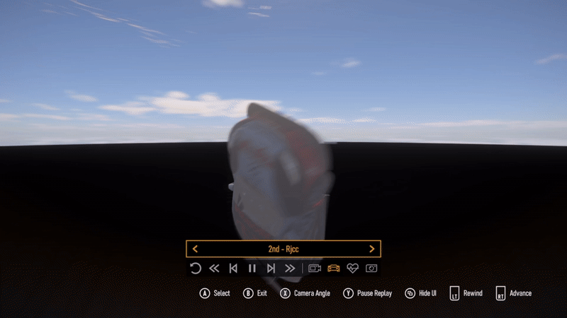 Animated GIFs of race cars in Forza Motorsport descending through the track into oblivion due to a bug in the game.
