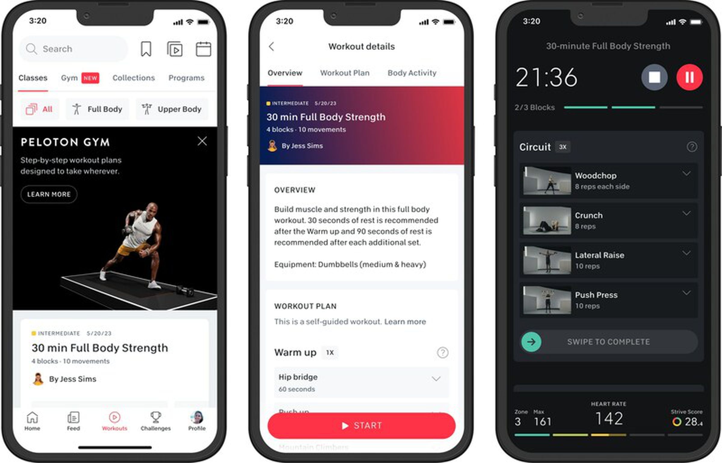 Screenshot of Peloton Gym feature and new app redesign.